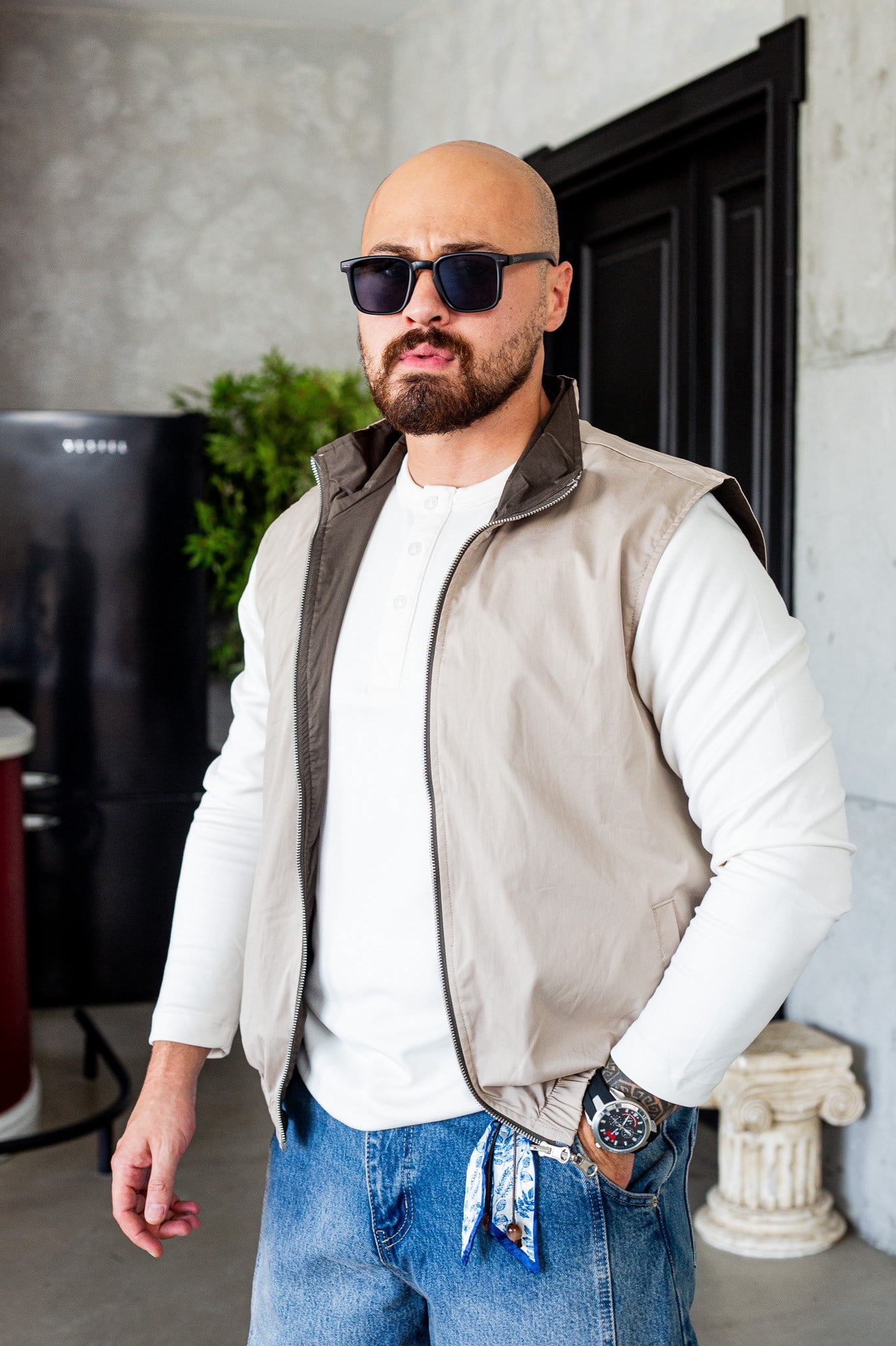 Çirf Taraflı Krem Yeşil Spor Yelek (MEVKY80)