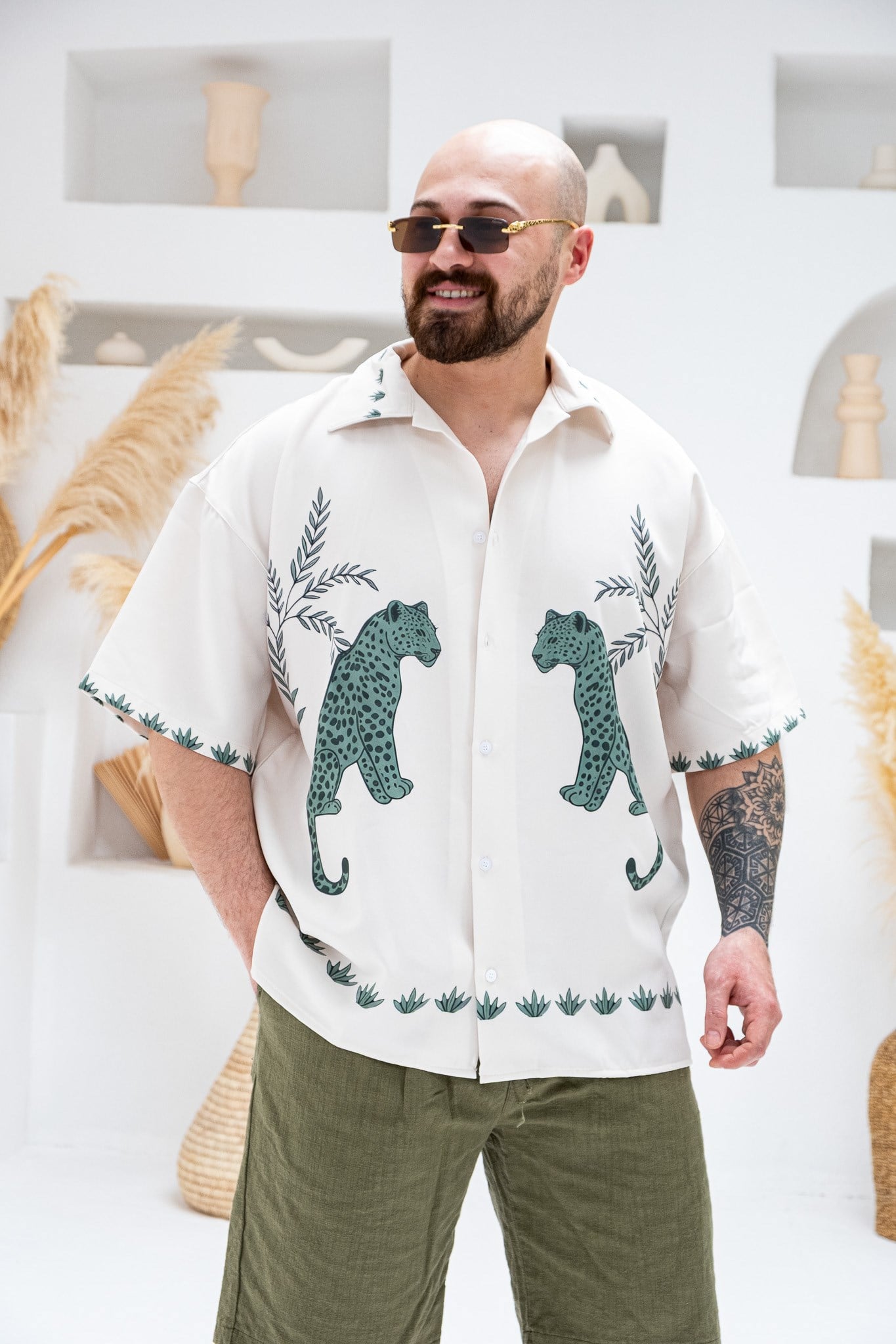 Desenli Dubble Hürrem Kumaş Oversize Gömlek (GM121)