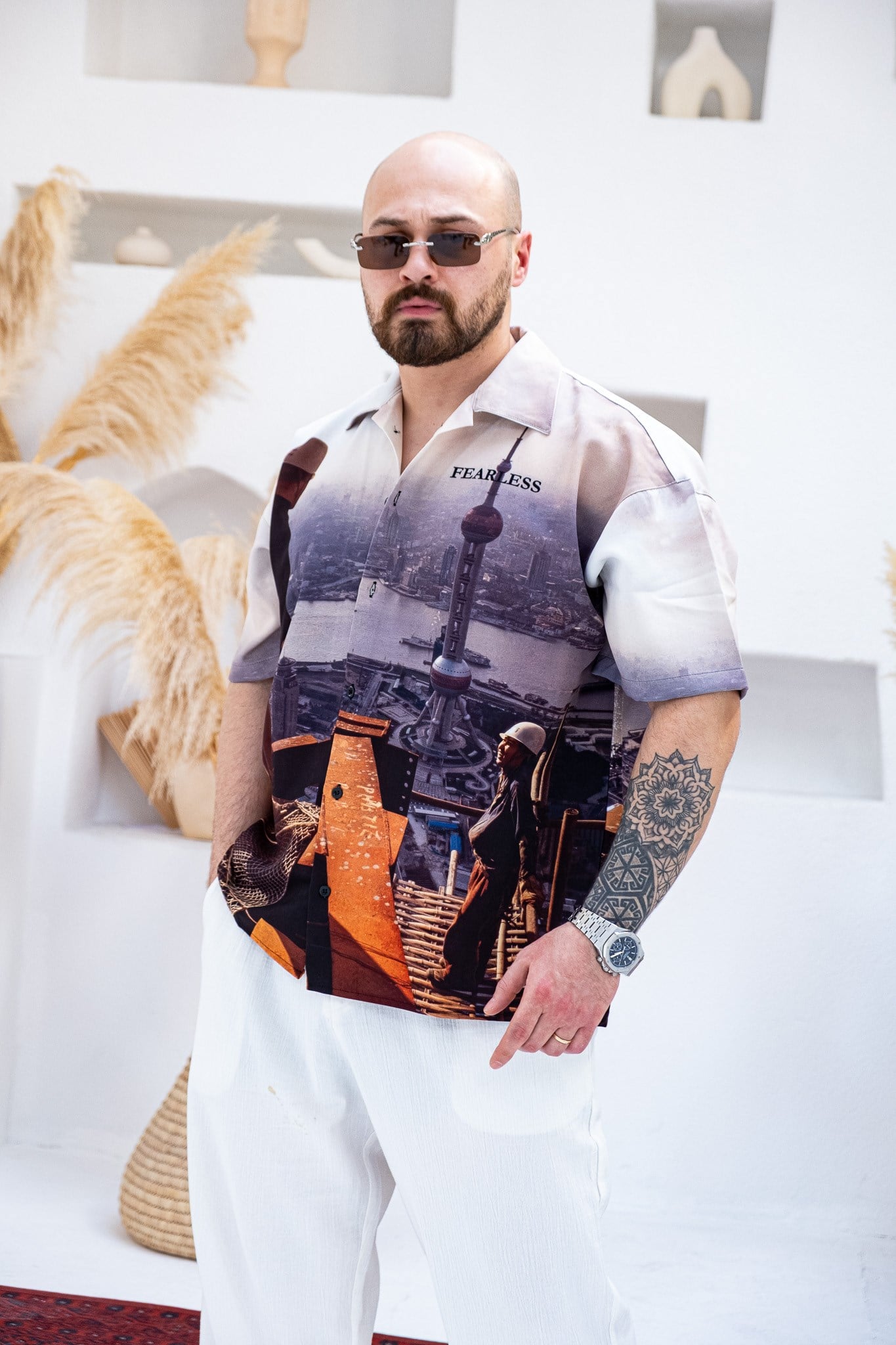 Desenli Dubble Hürrem Kumaş Oversize Gömlek (GM110)