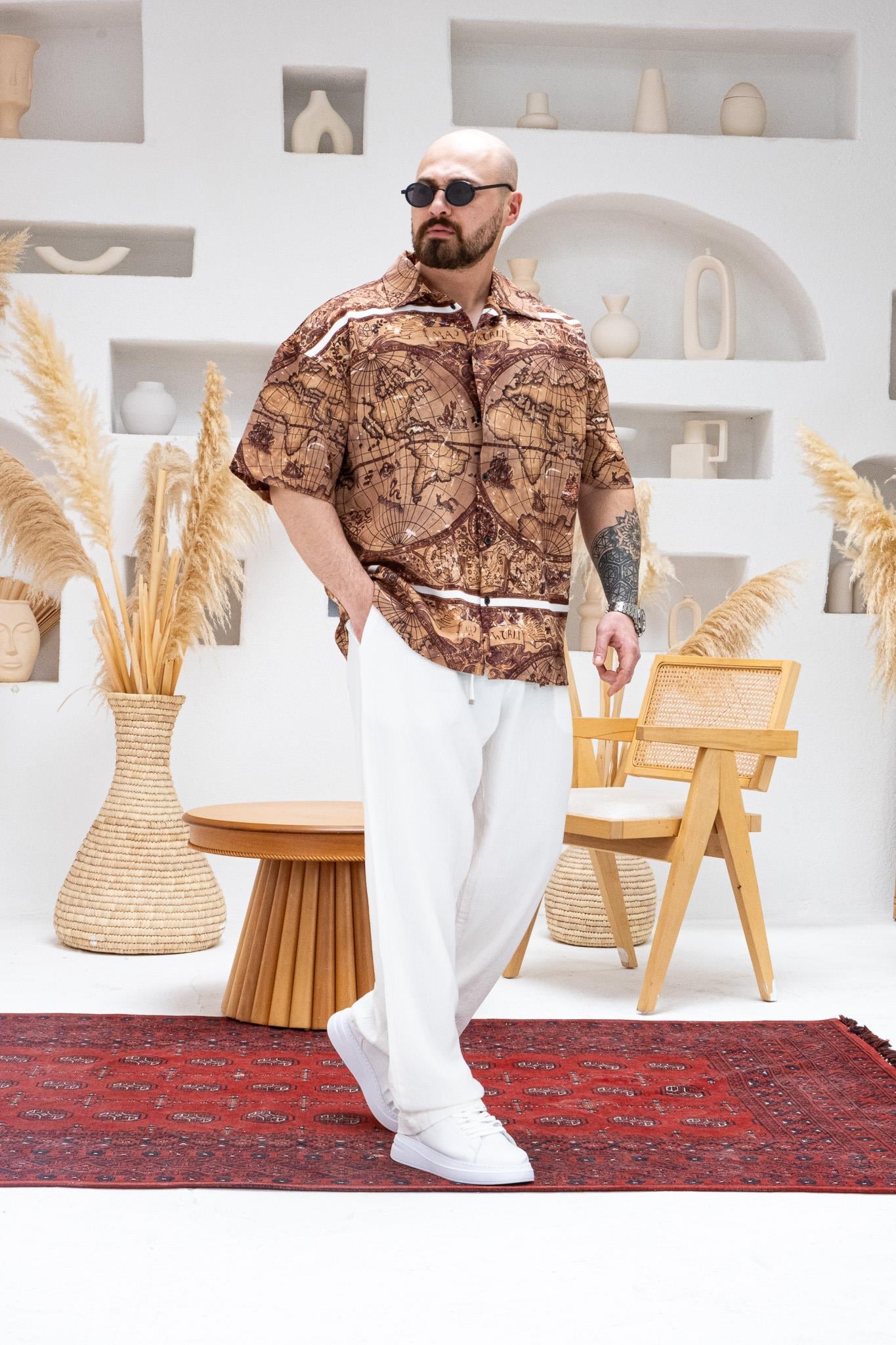 Desenli Dubble Hürrem Kumaş Oversize Gömlek (GM105)