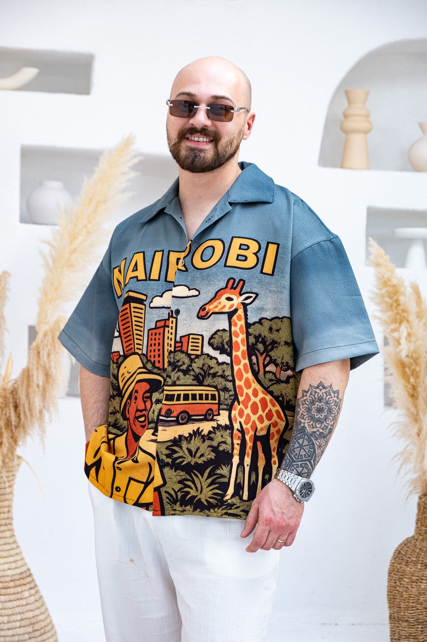 Desenli Dubble Hürrem Kumaş Oversize Gömlek (GM112)