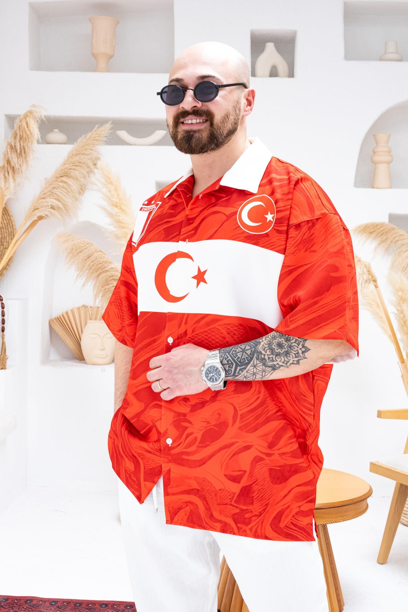 Desenli Dubble Hürrem Kumaş Oversize Gömlek (GM106)