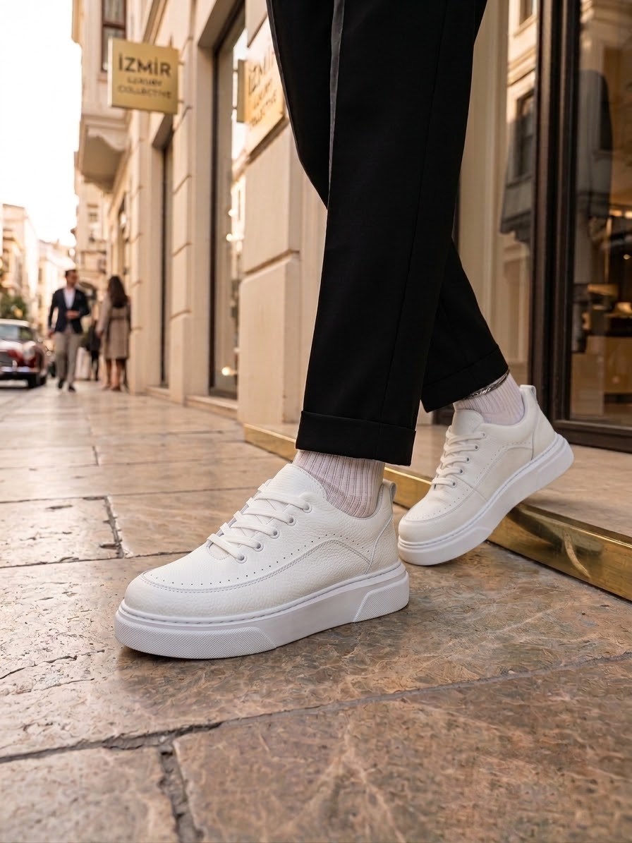 Erkek Deri Kalın Taban Günlük Sneaker Ayakkabı (AYKB19)