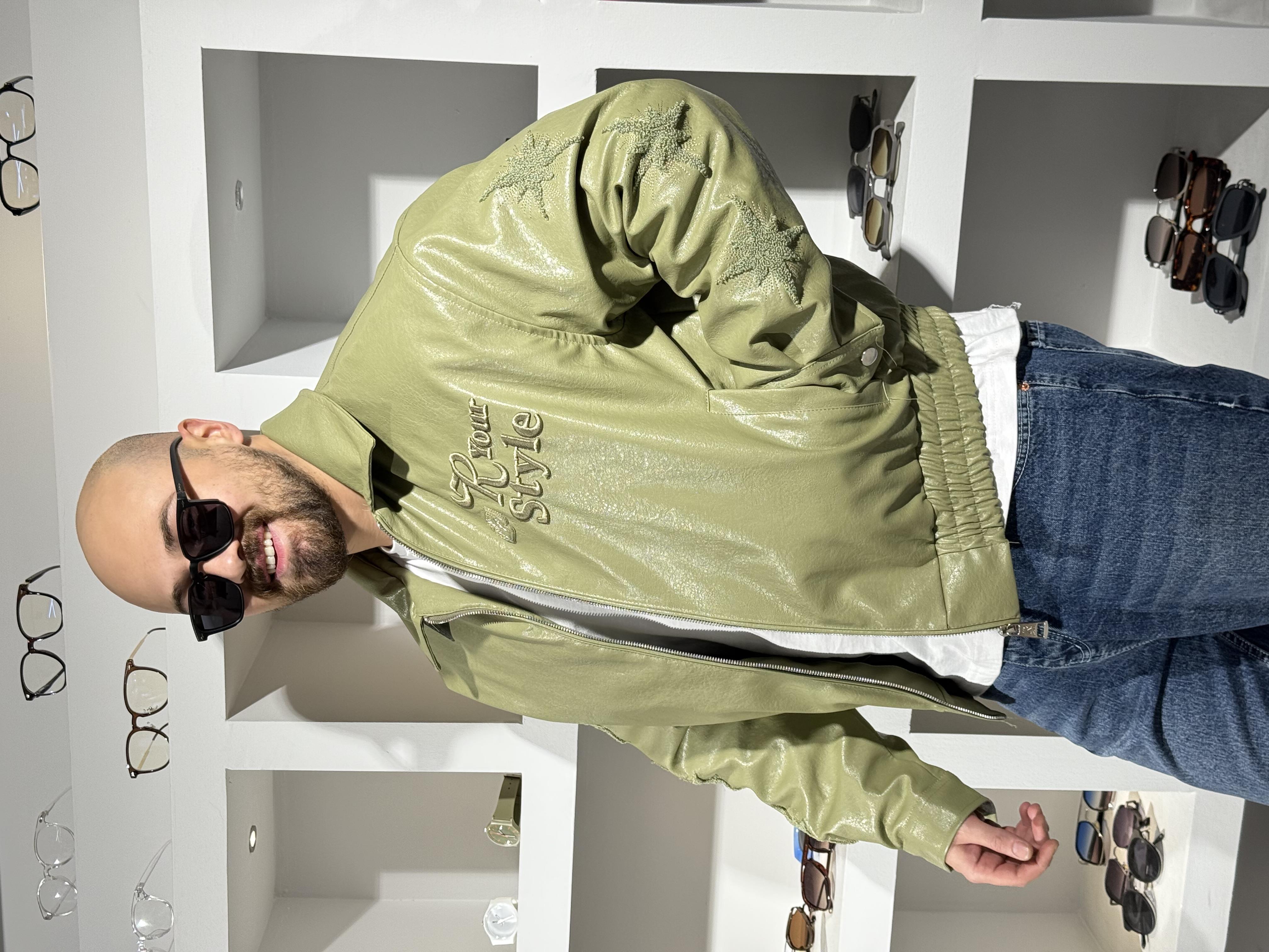 Erkek Deri R Your Style Nakışlı Astarlı Deri Mont (MTY63)