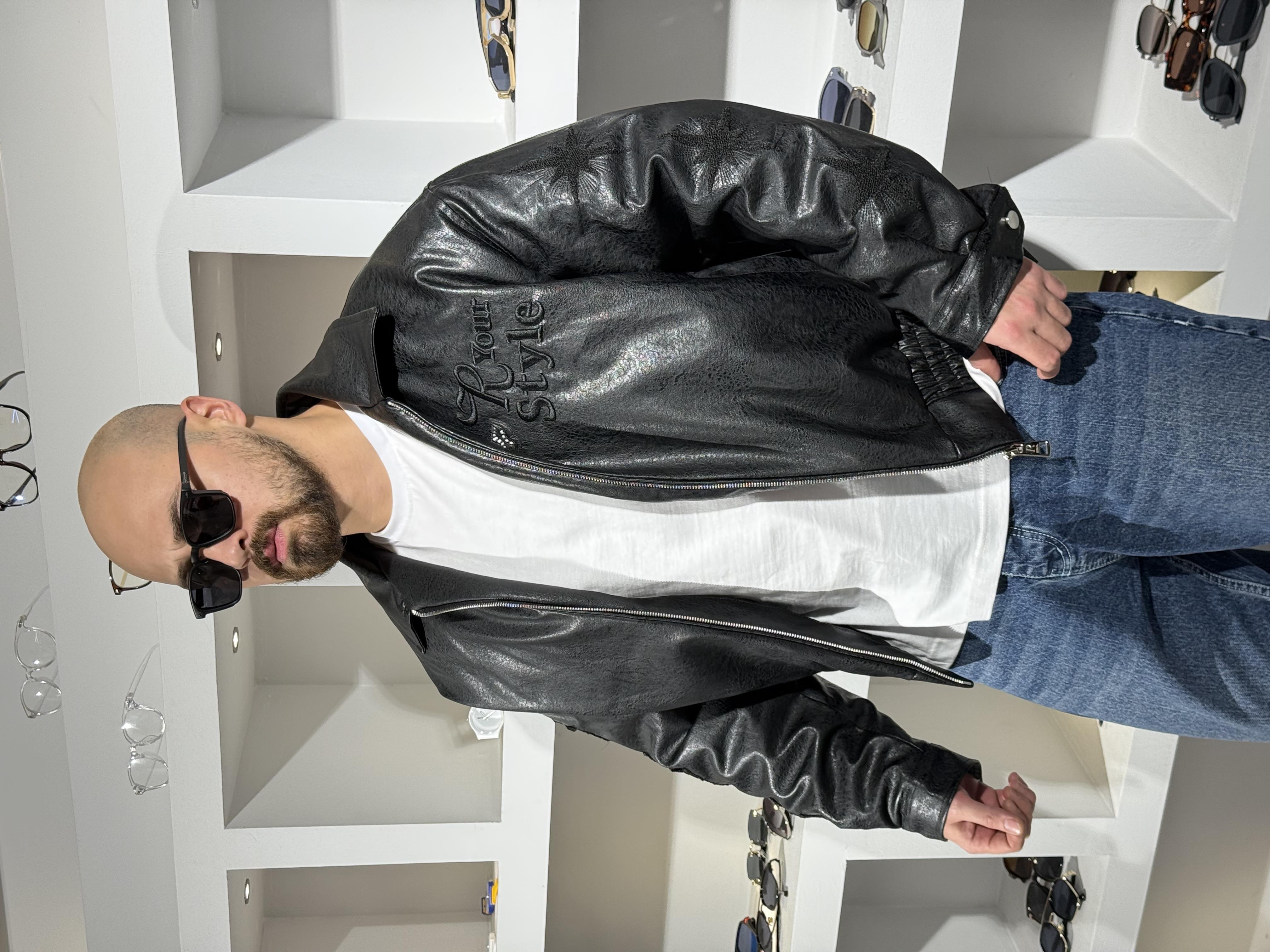 Erkek Deri R Your Style Nakışlı Astarlı Deri Mont (MTS63)