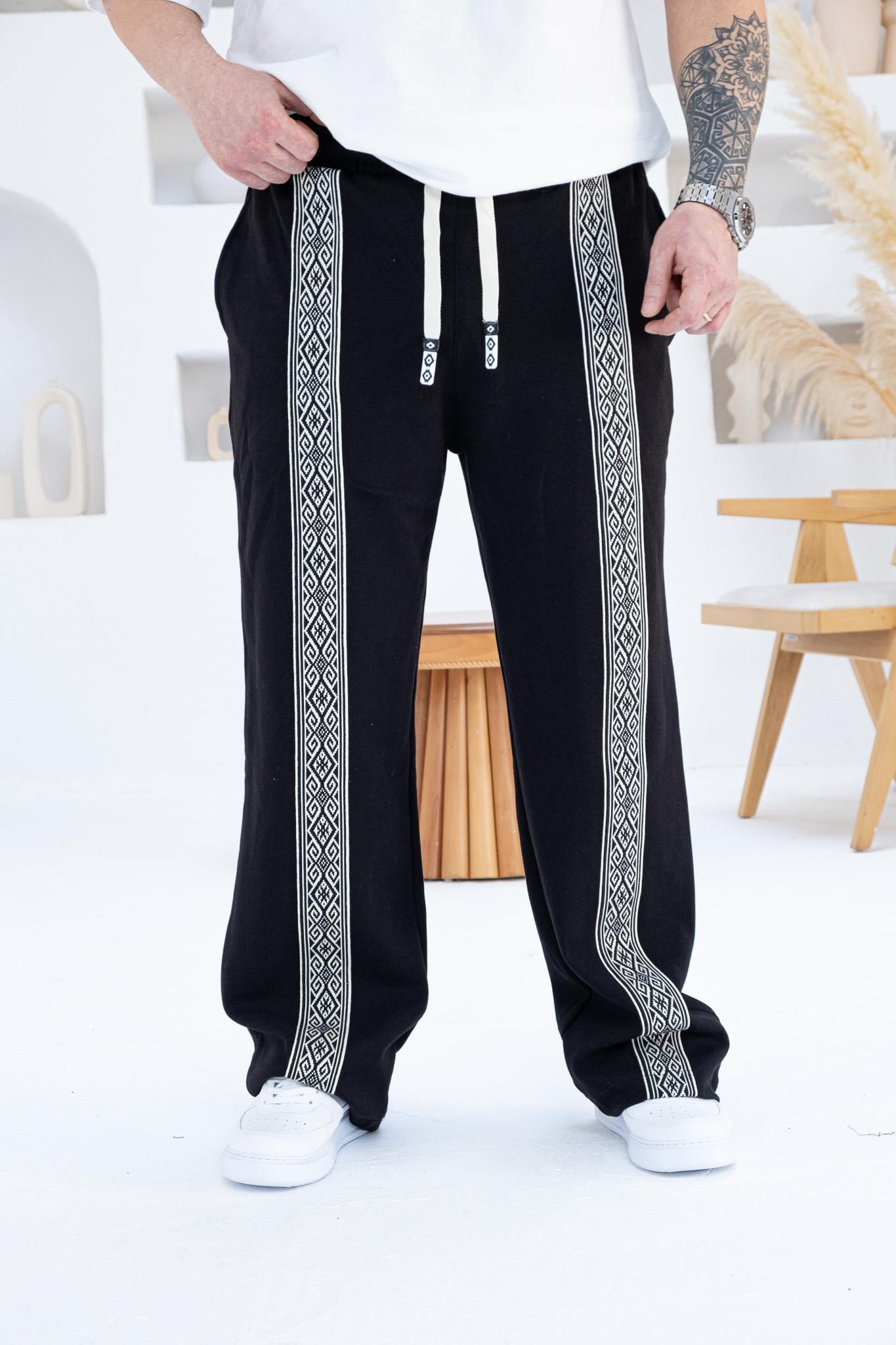 Etnik Şerit Detaylı Erkek Rahat Kesim Pantolon (JGS41)