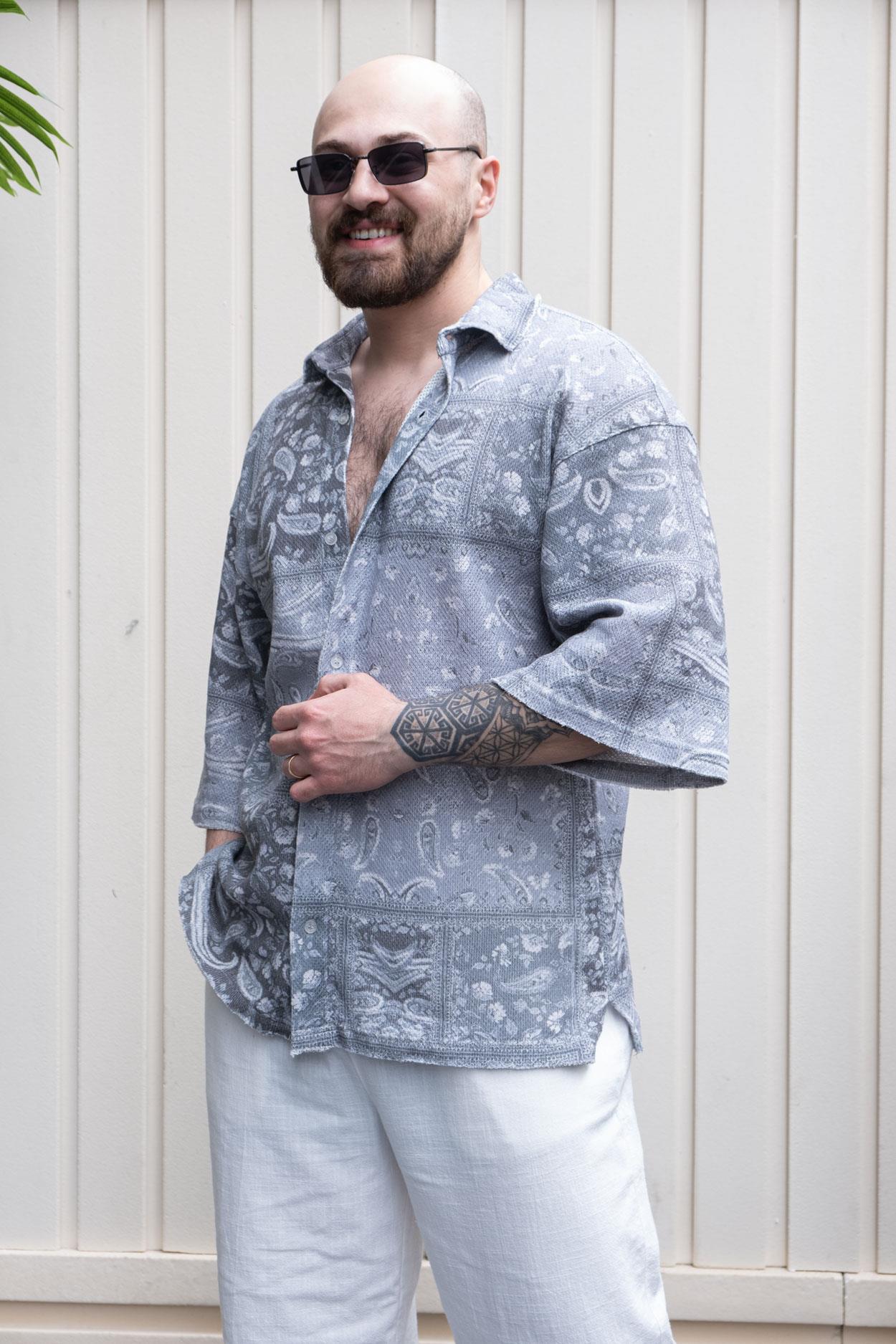 Fakir Kol Dijital Baskılı Oversize Gömlek (GM22)