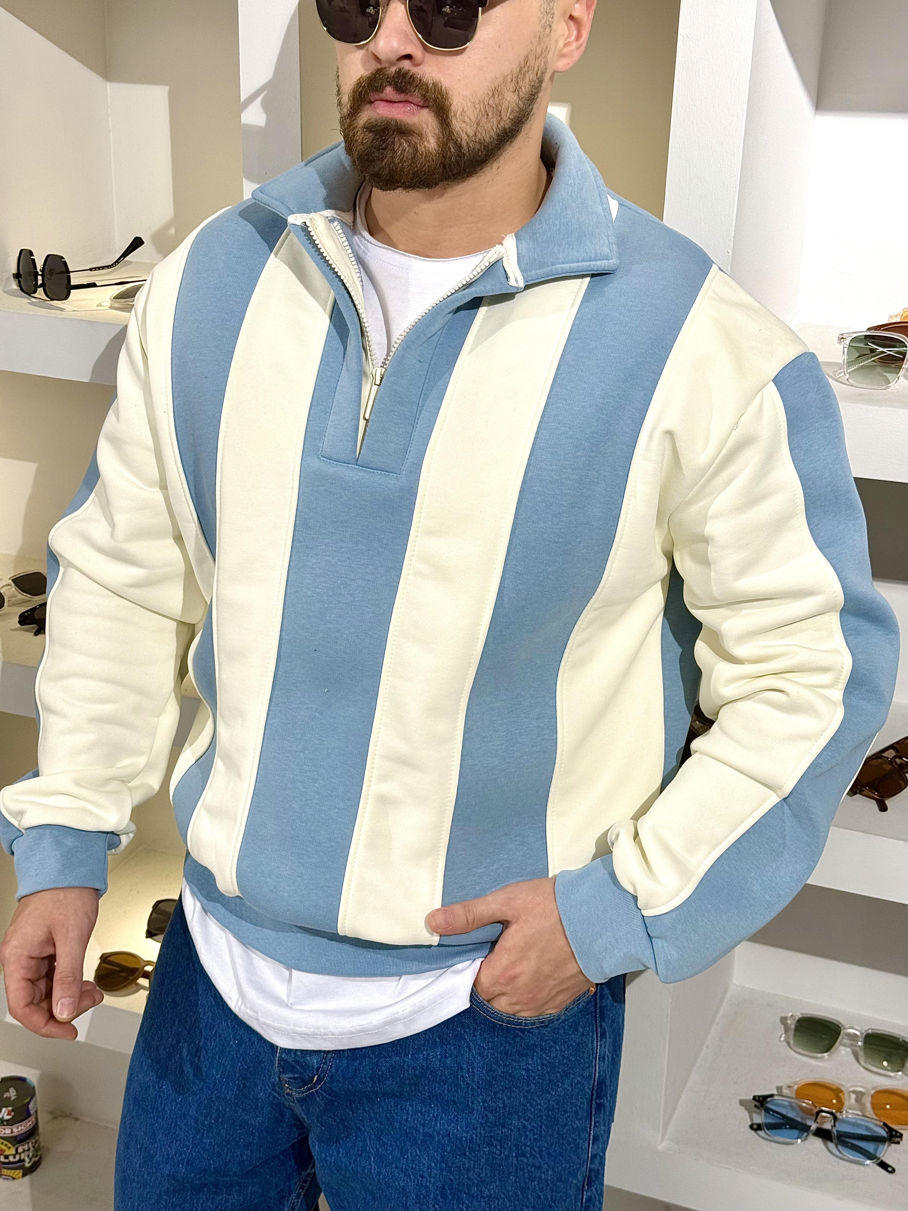 Fermuarlı Polo Yaka Oversize Sweatshirt (SVTMA62)