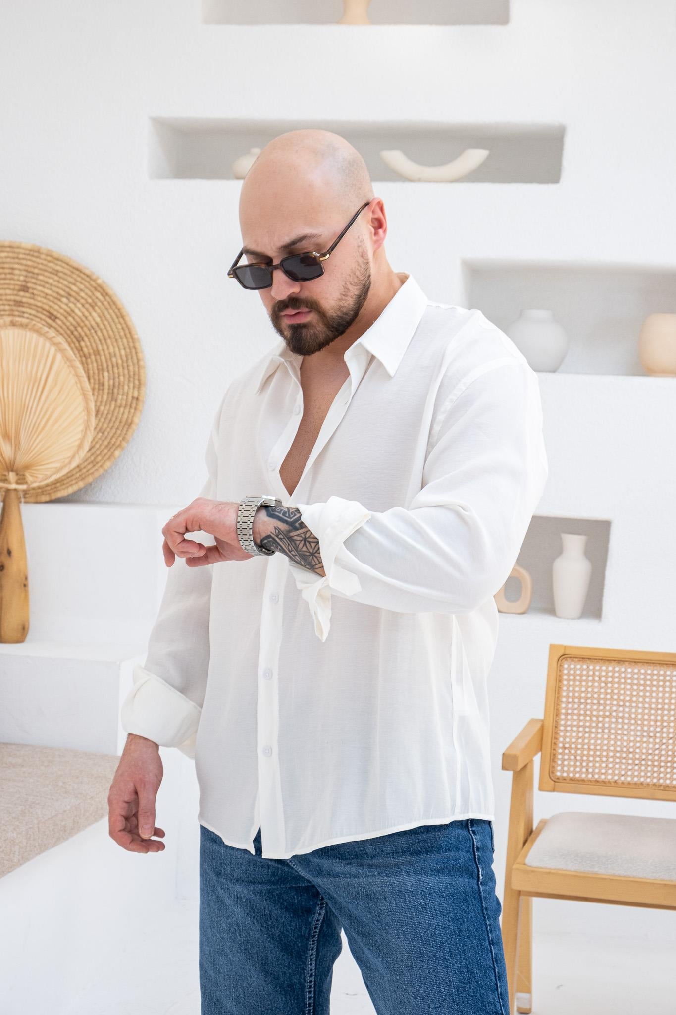 Fırçalı Modal Kumaş Oversize Gömlek (GMB66)