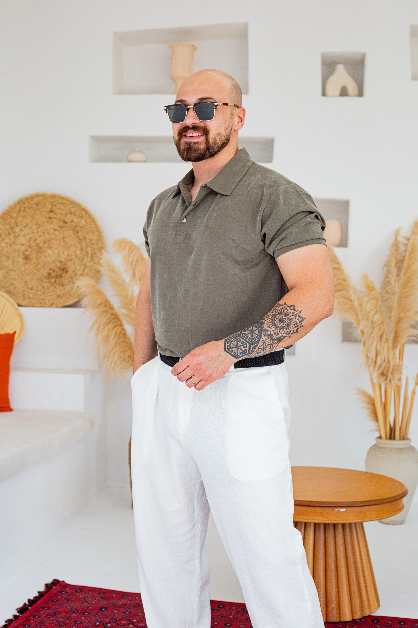 Fırçalı Tensel Kumaş Polo Yaka Oversize T-Shirt (TSY94)