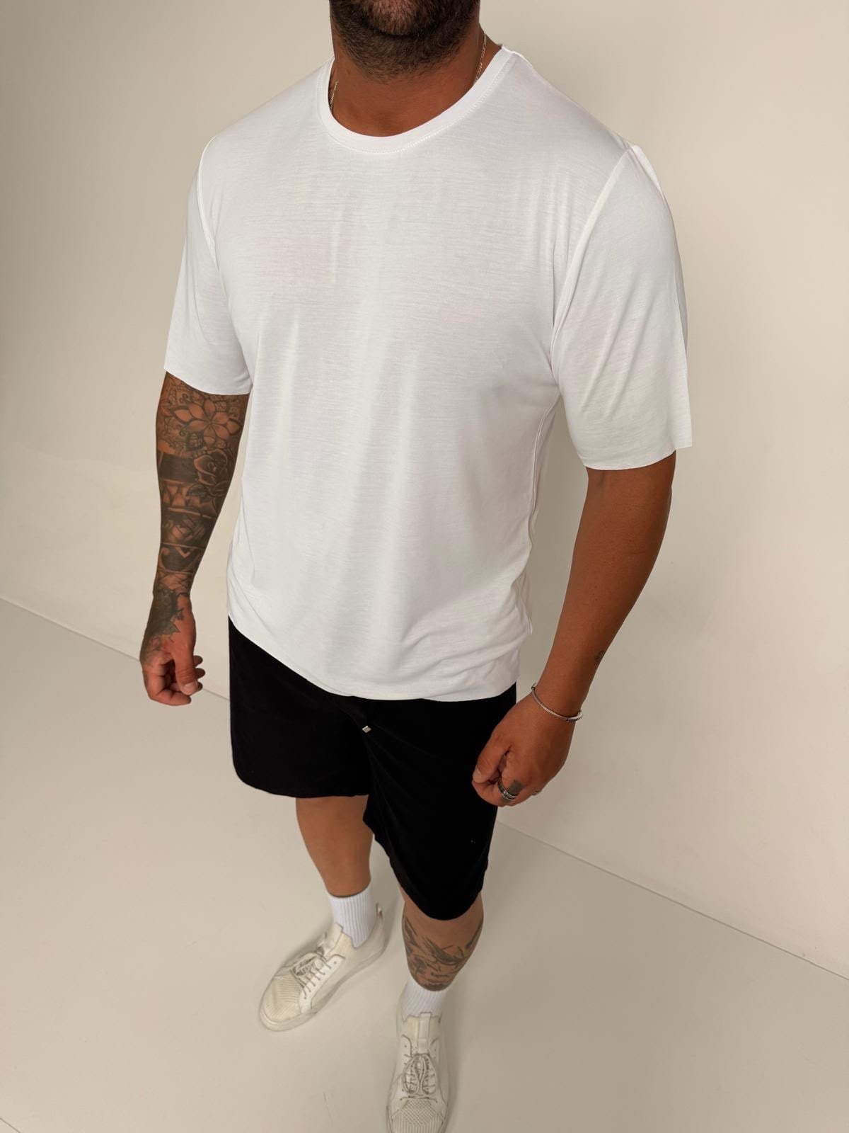 Fırçalı Tensel Kumaş Slim Fit T-Shirt (TSB95)