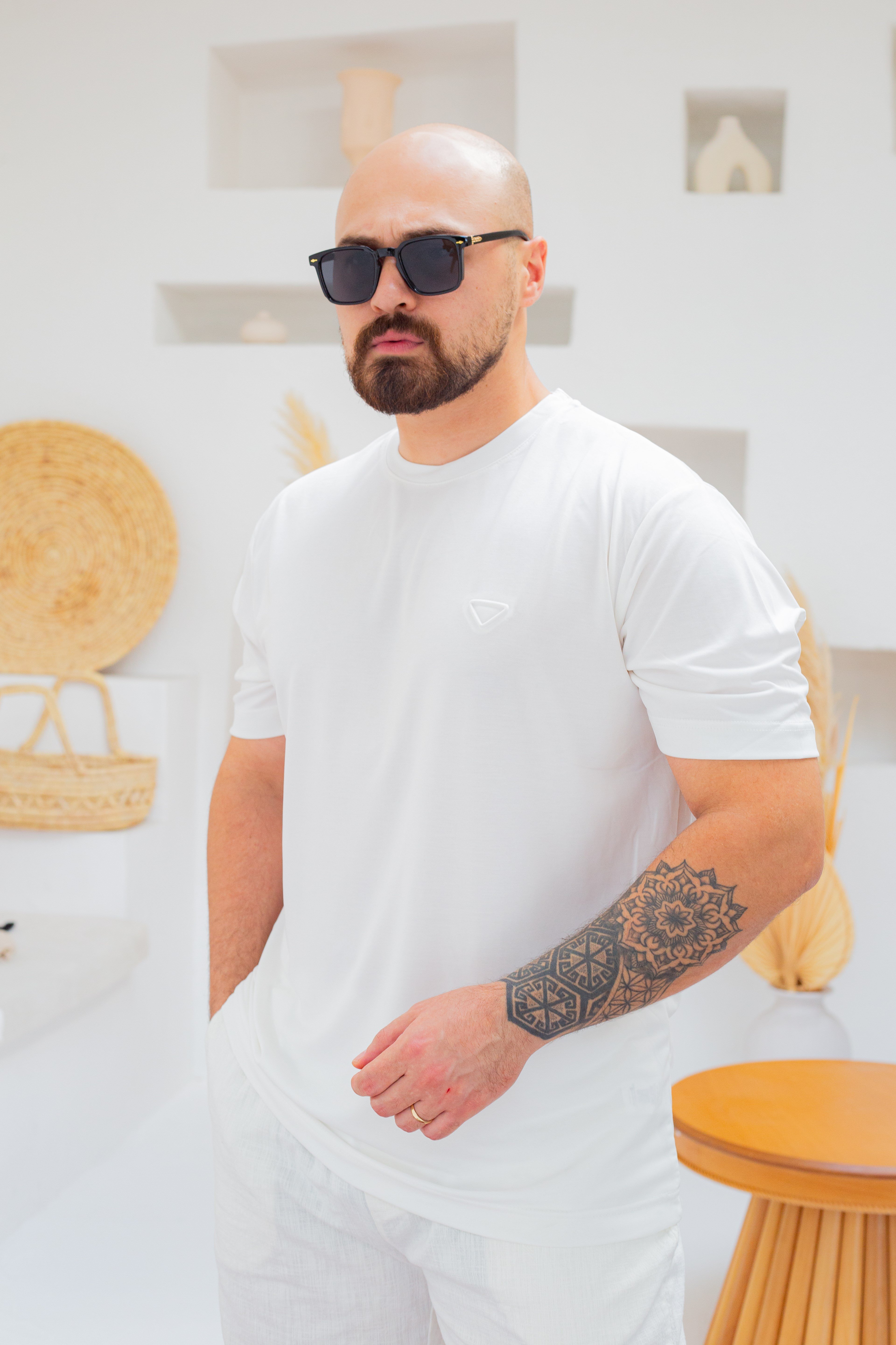 Fırçalı Tensel Kumaş Slim Fit T-Shirt (TSB107)