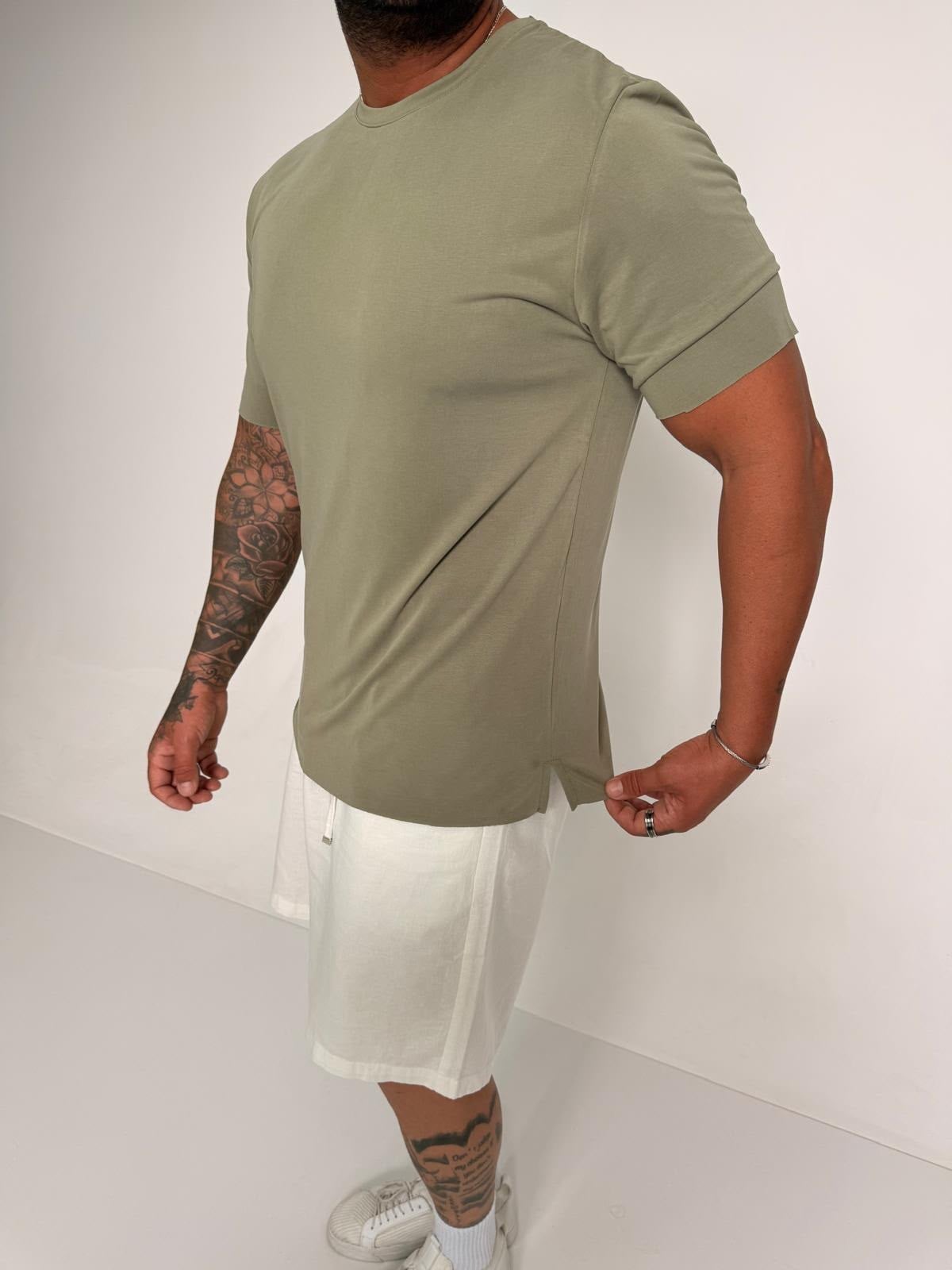 Fırçalı Tensel Kumaş Slim Fit T-Shirt (TSY95)