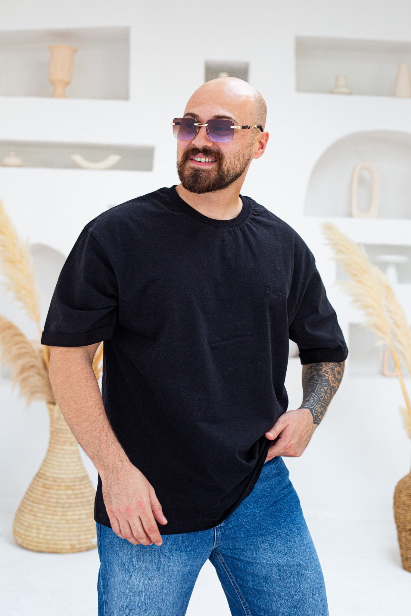 Göğüs Nakış Detaylı Oversize T-Shirt (TSS109)