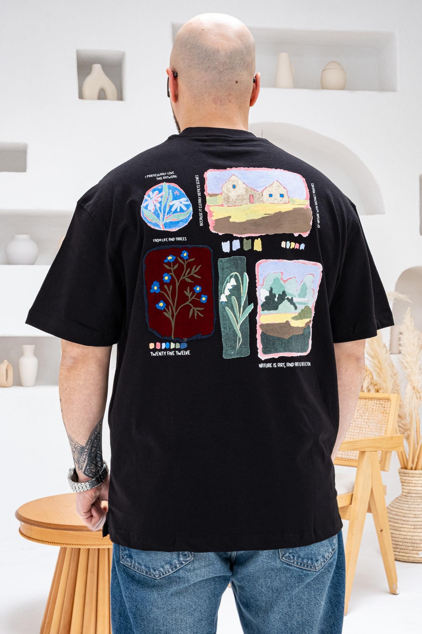 Göğüs Sırt Baskılı Ve Nakışlı Oversize T-shirt(TSS66)