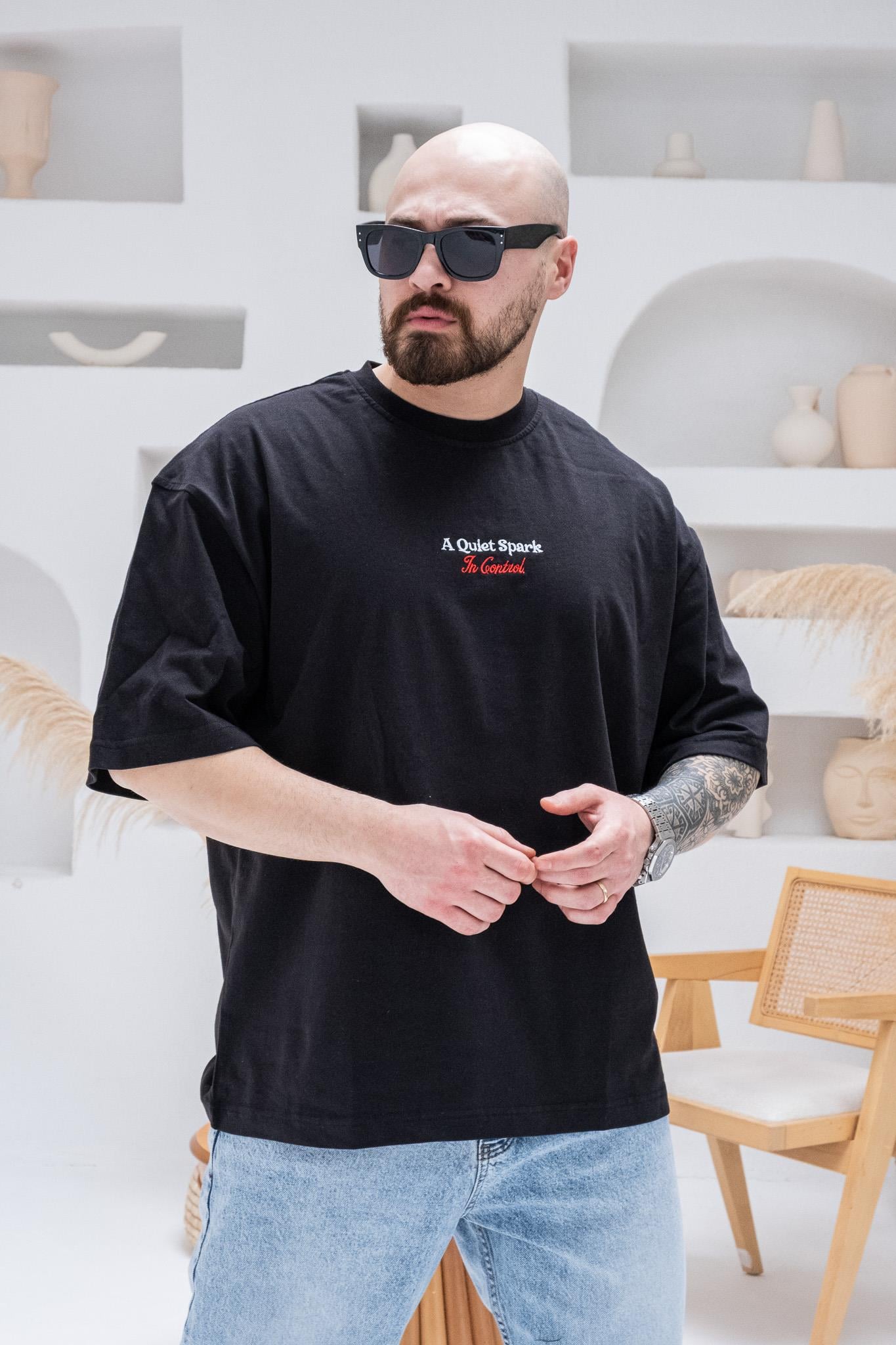 Göğüs Sırt Baskılı Ve Nakışlı Oversize T-shirt(TSS58)