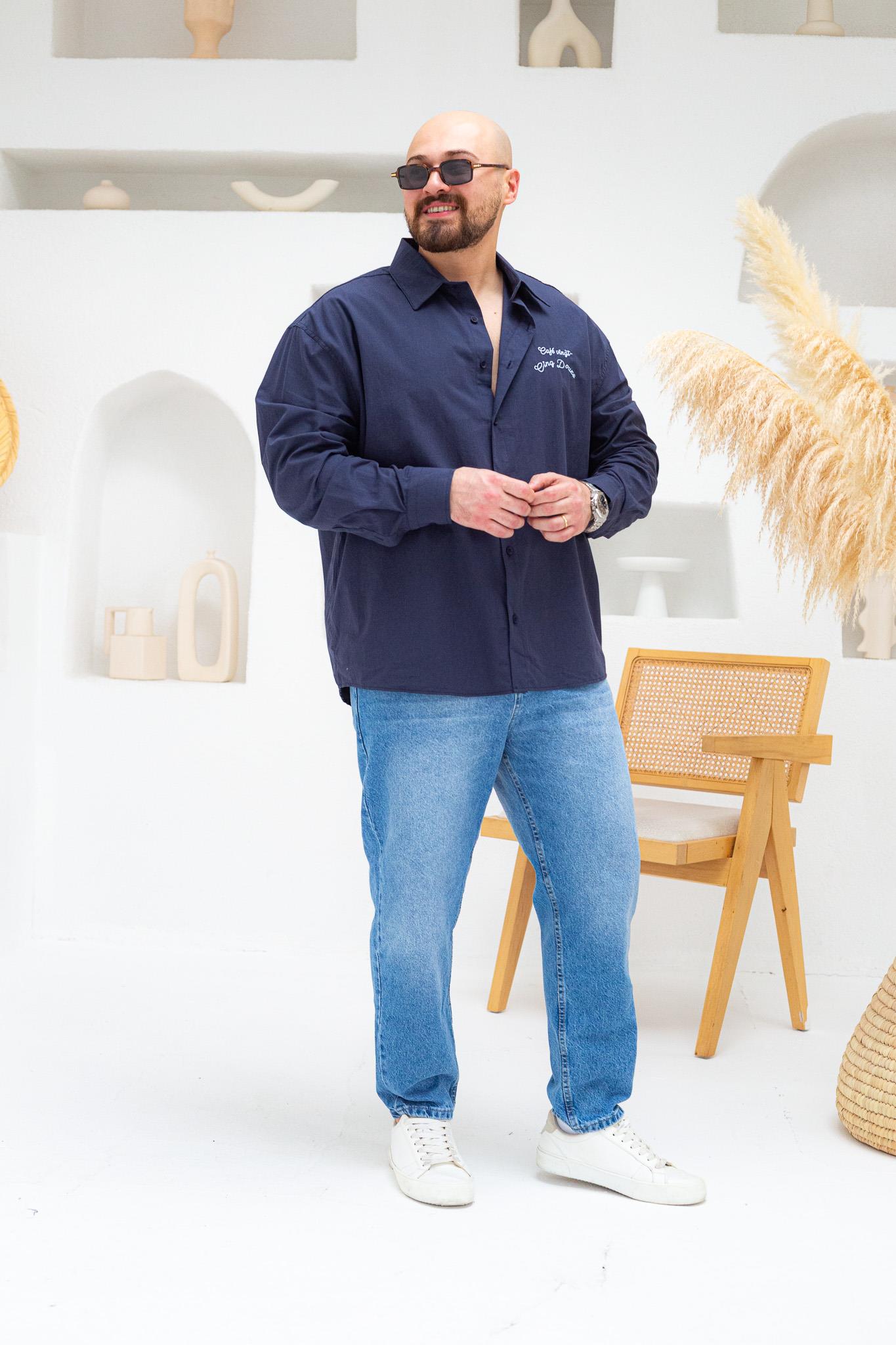 Göğüs ve Sırt Baskılı Oversize Gömlek (GML63)