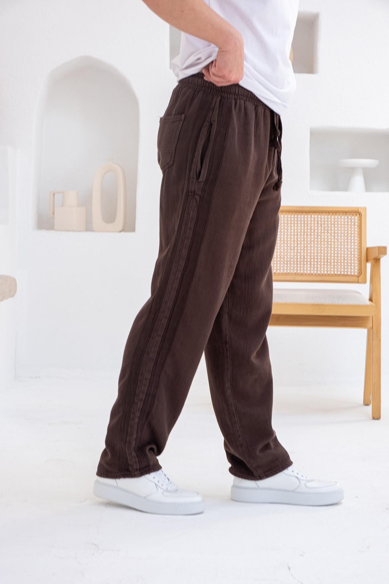 İnce Gabardin Şerit Detaylı Jogger Pantolon (JGKA34)