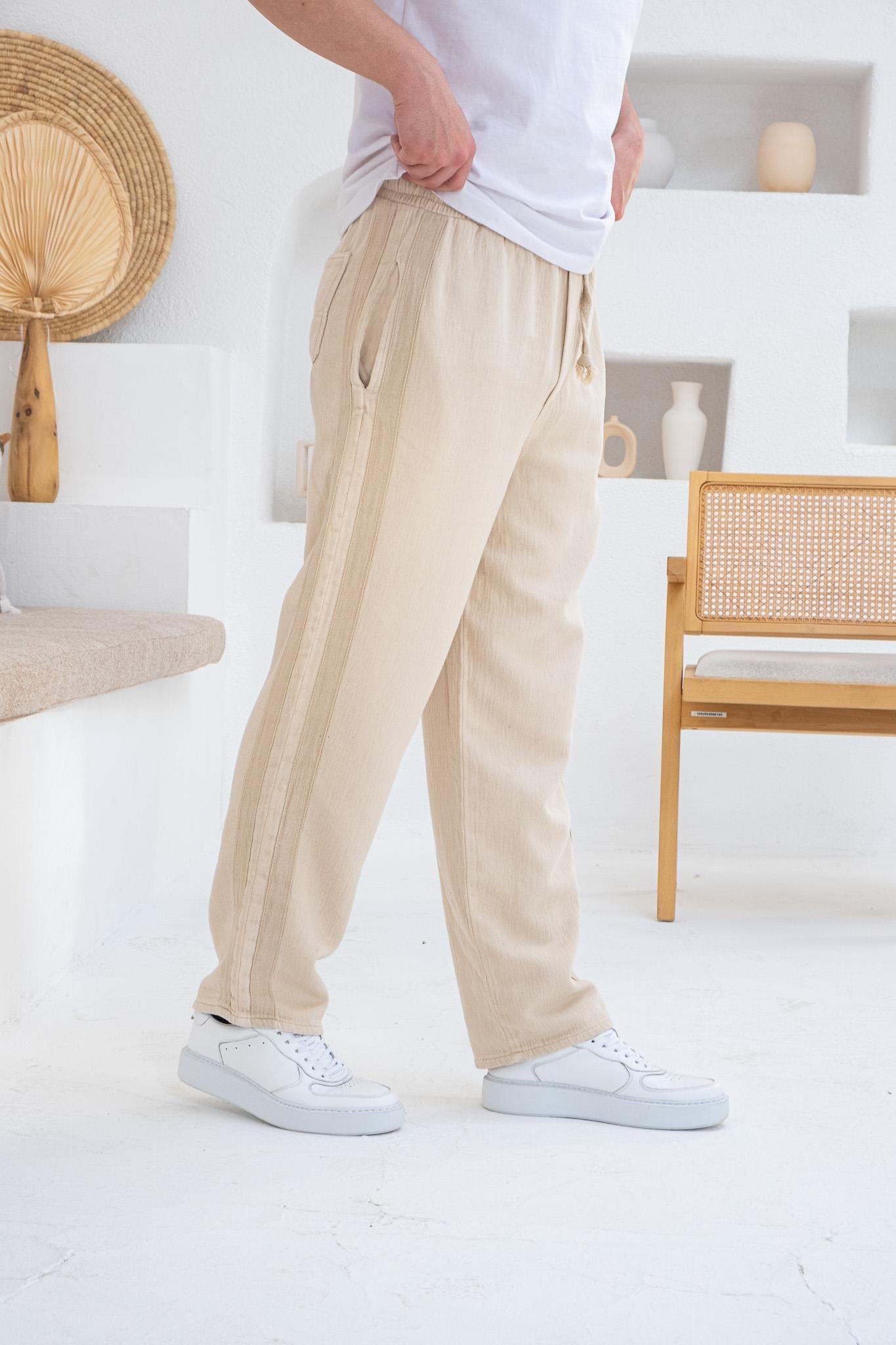İnce Gabardin Şerit Detaylı Jogger Pantolon (JGK34)