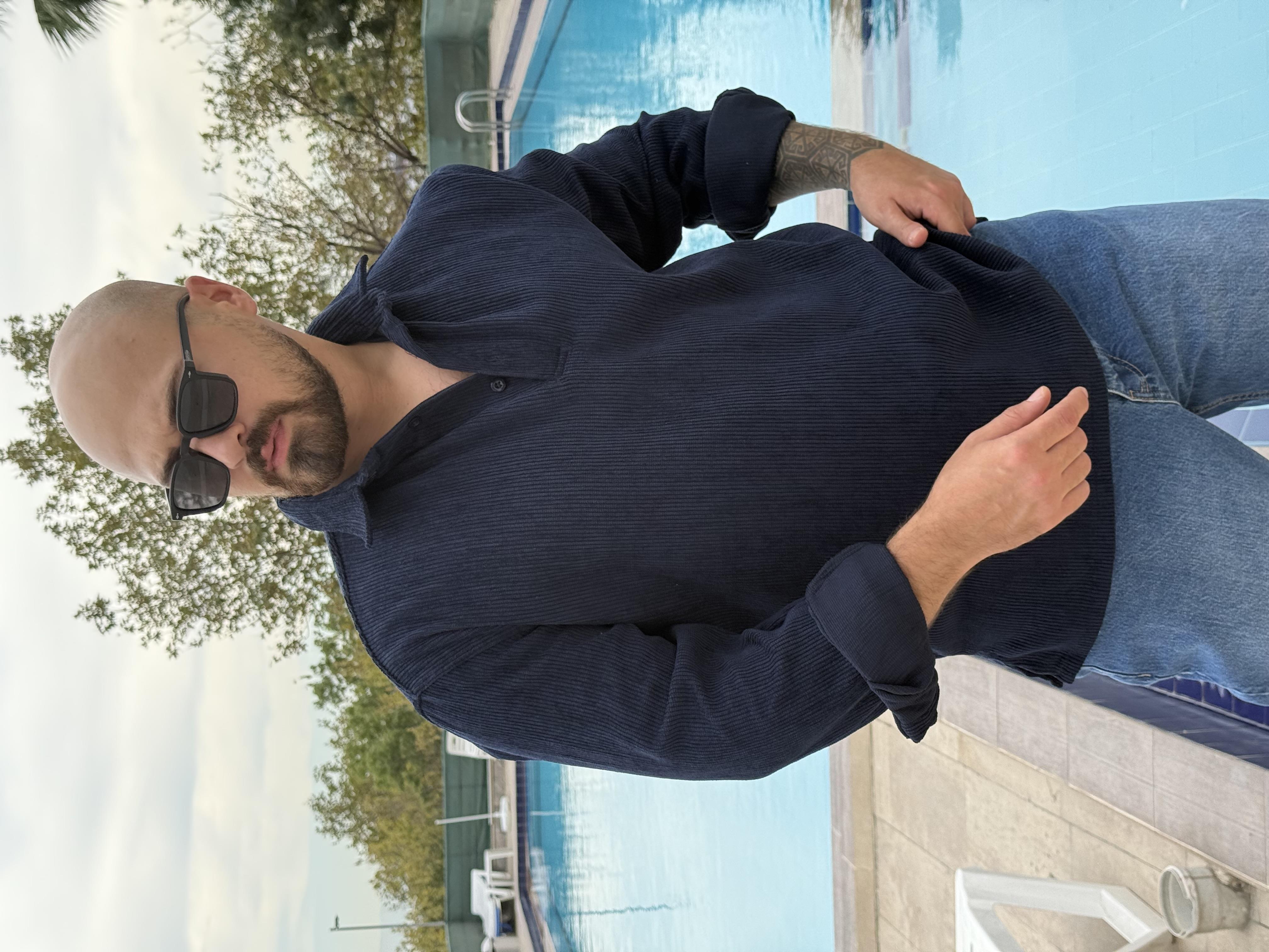 Kadife Polo Yaka Oversize Sweatshirt (SVTL46)