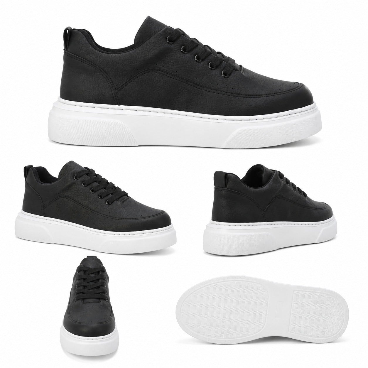 Kalın Beyaz Tabanlı Mat Deri Erkek Sneaker (AYKS22)