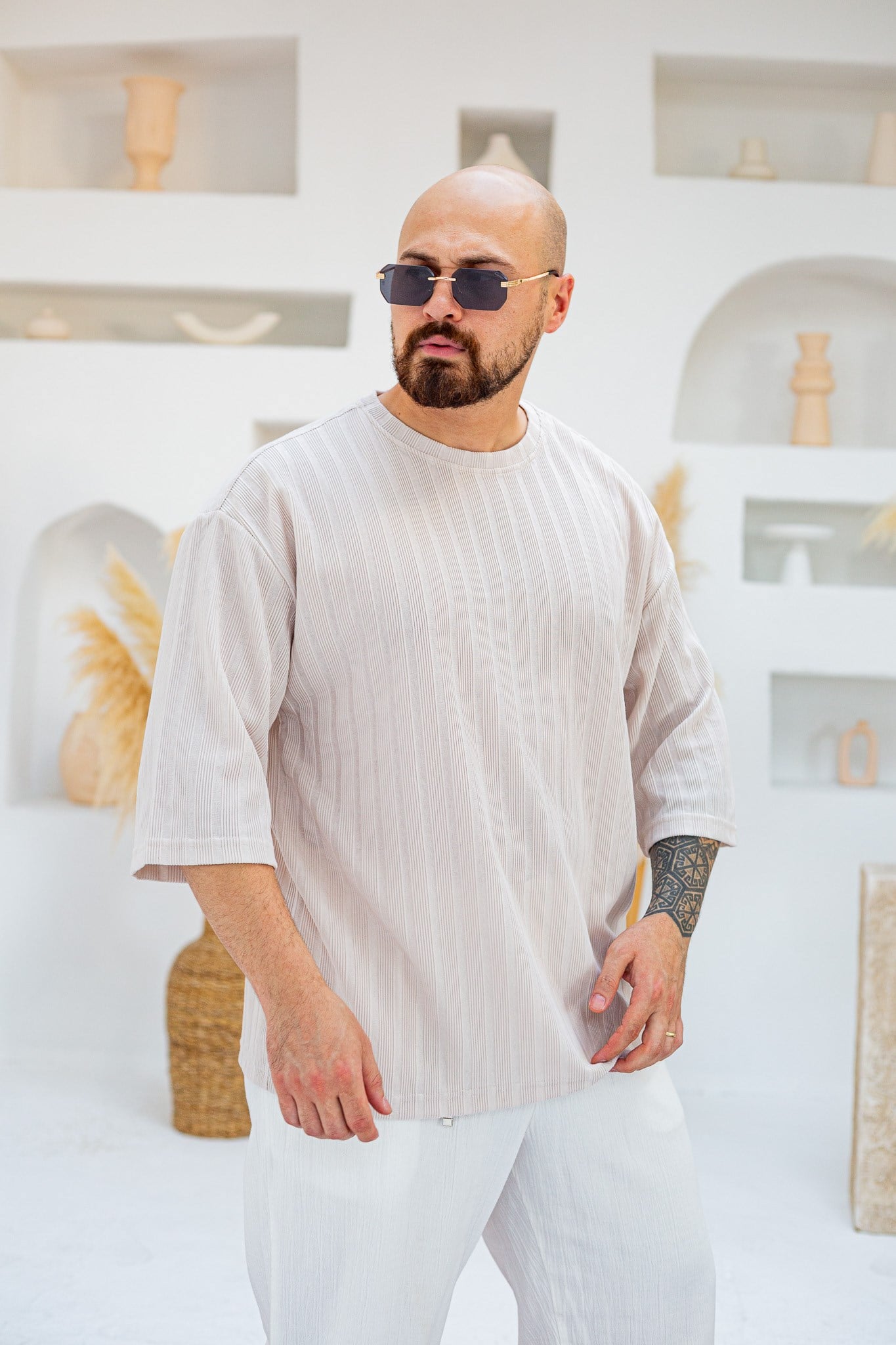 Kendinden Desenli Oversize T-Shirt (TSK98)