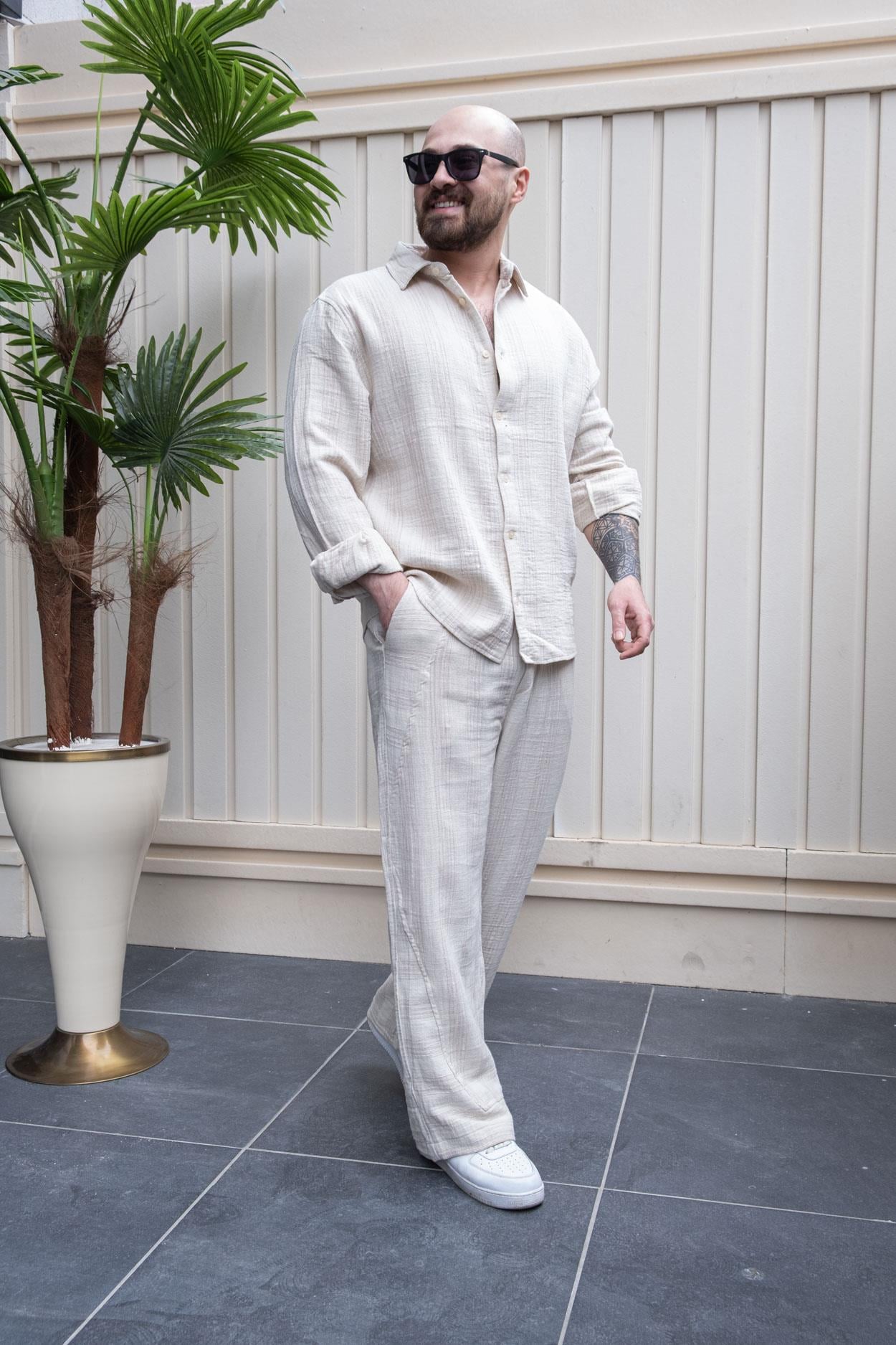 Keten Kumaş Alt/Üst Rahat Kalıp Takım (TKK06)