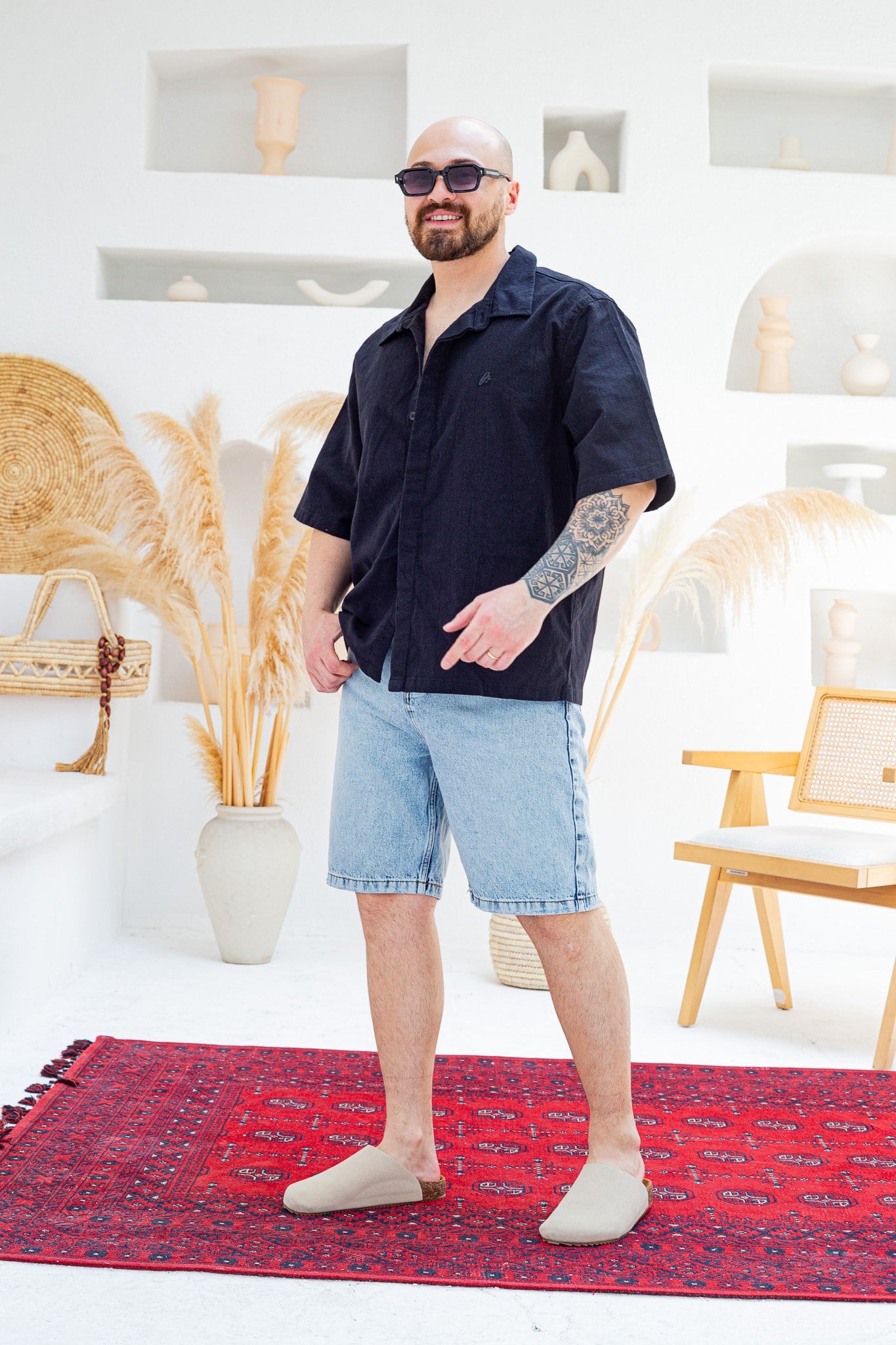 Nakış Detaylı Keten Oversize Gömlek (GMS131)