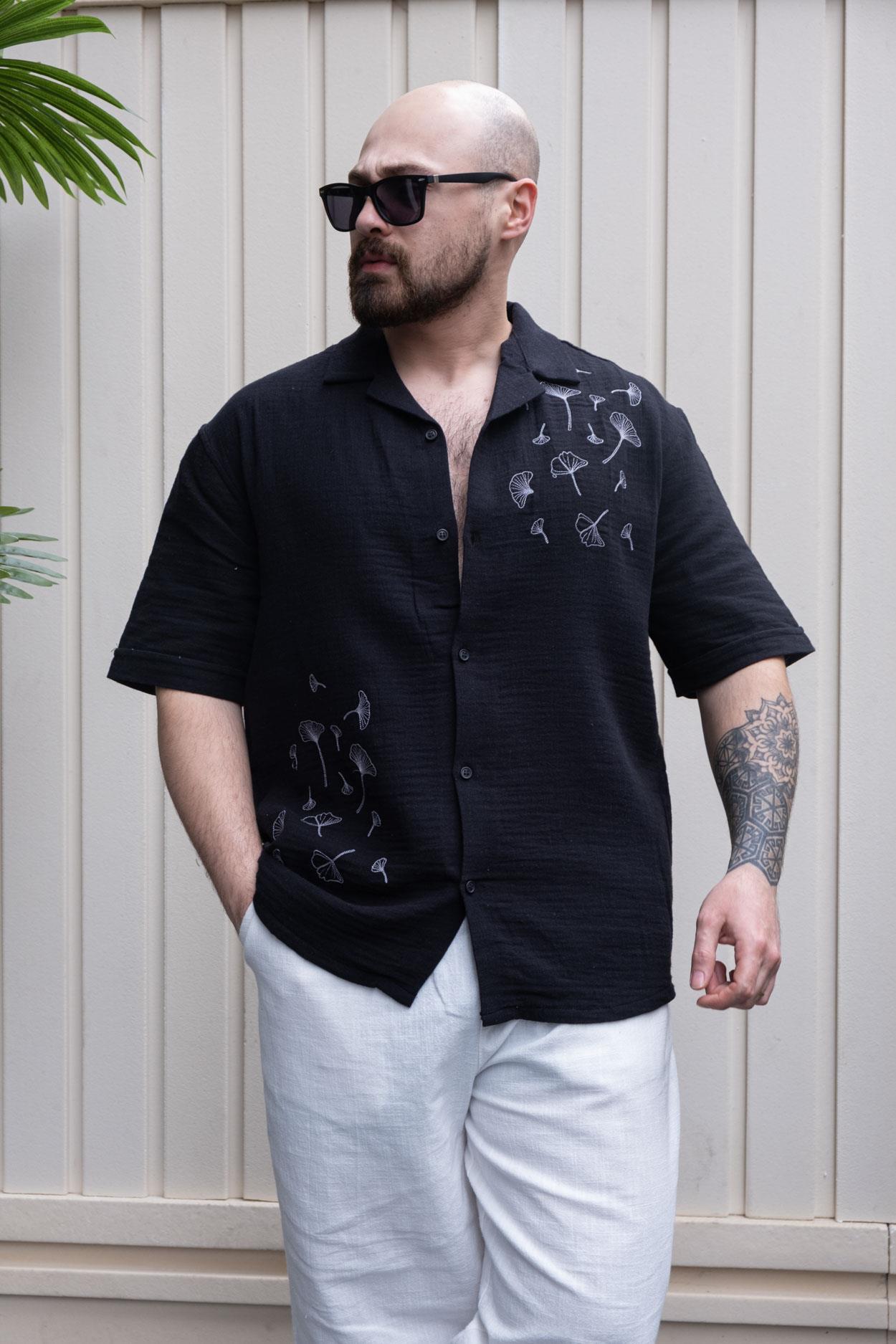 Nakış Detaylı Rahat Kalıp Gömlek (GMS25)