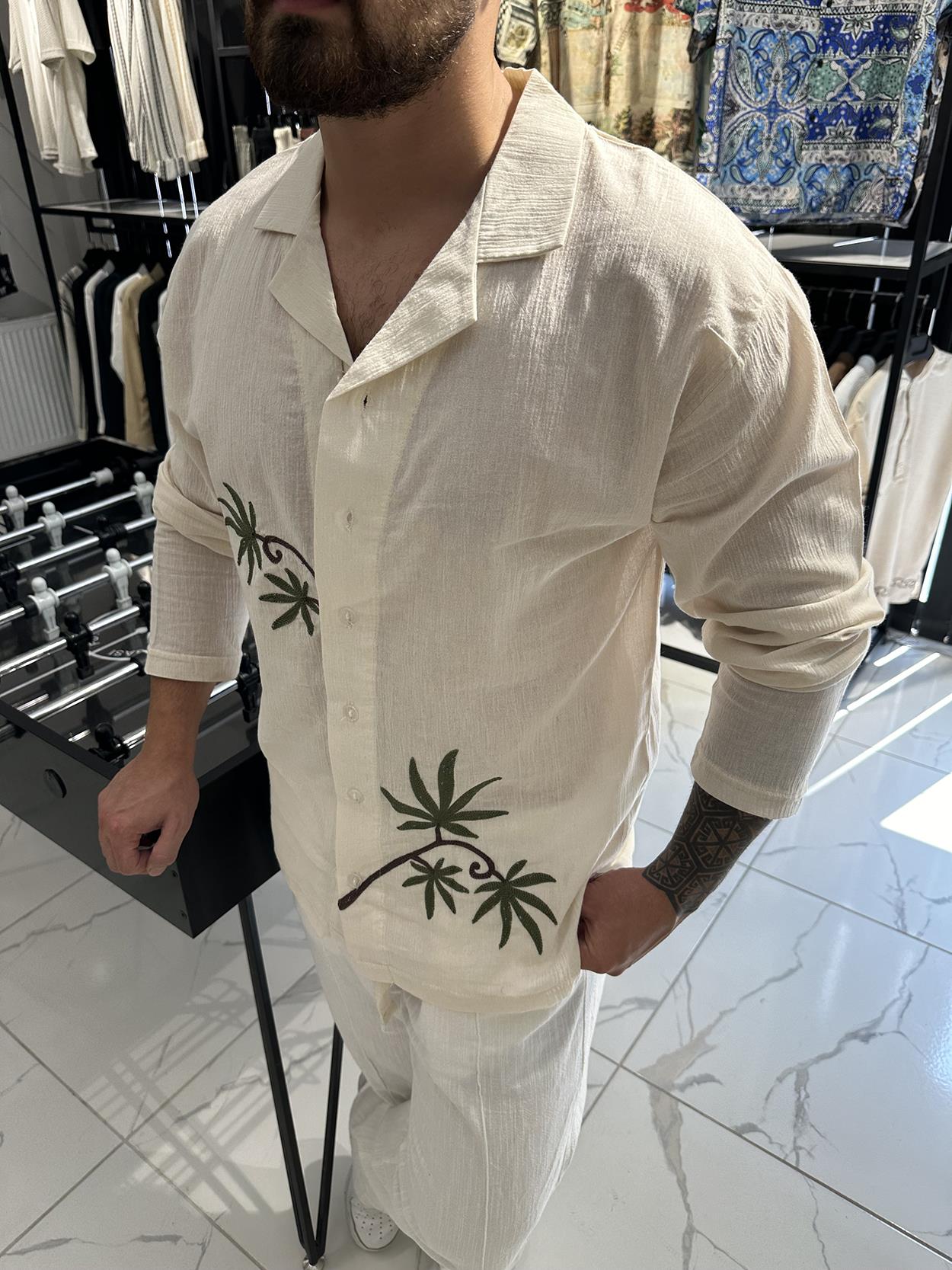 Nakışlı Rahat Kalıp Gömlek (GMK77)