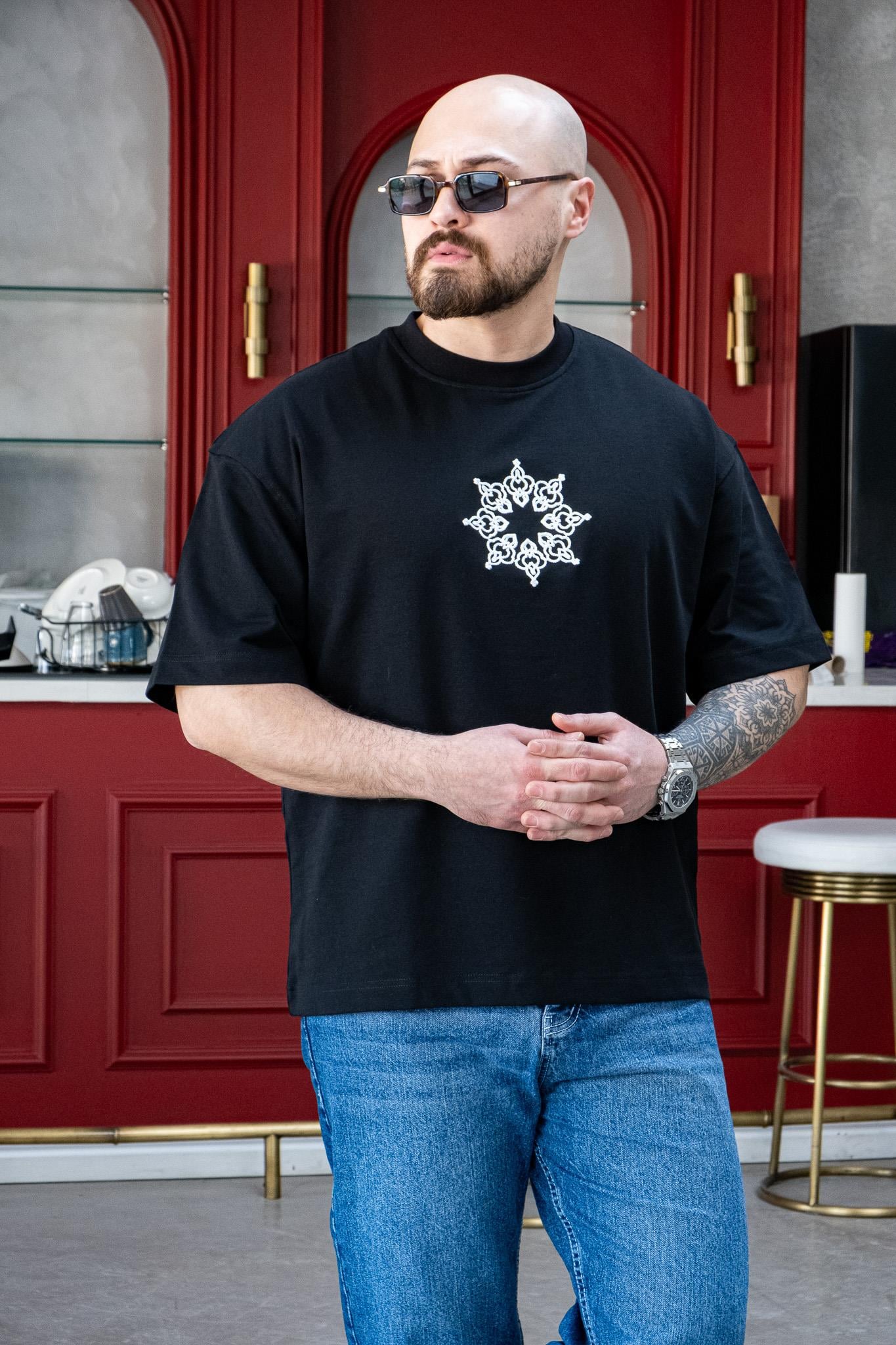 Ön Arka Nakış Detaylı Oversize T-Shirt (TSS47)