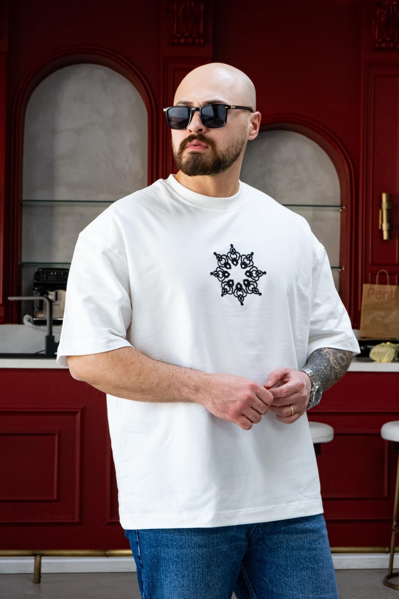 Ön Arka Nakış Detaylı Oversize T-Shirt (TSB47)