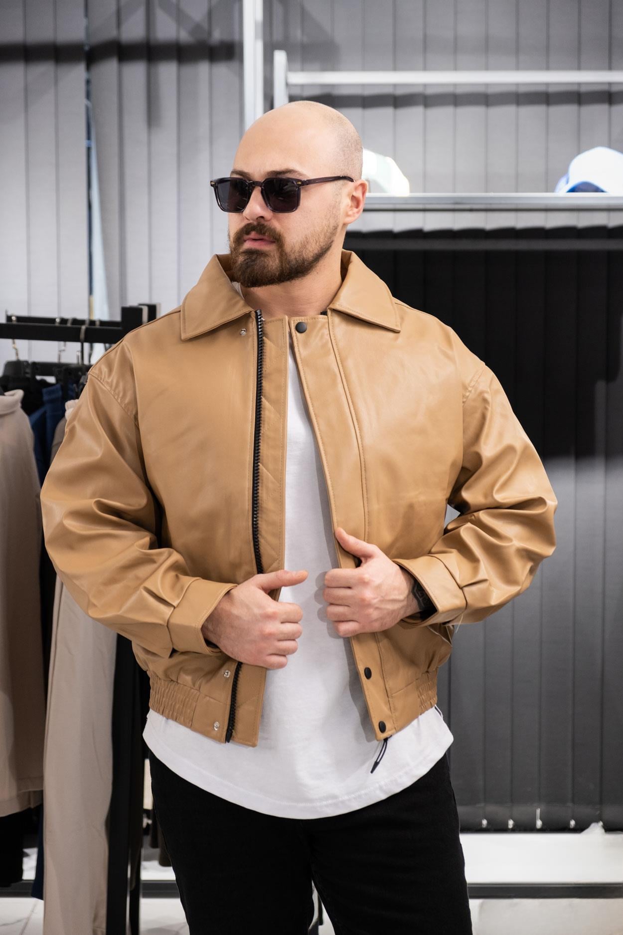 Oversize Yakalı Deri Ceket (İCKR02)