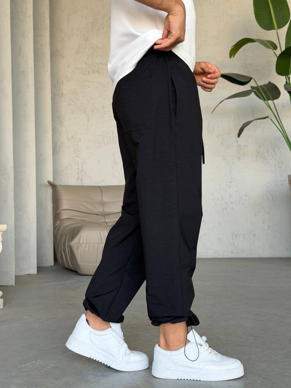 Paraşüt Kumaş Paçası Ayarlanabilir Lastikli Jogger (KOS67)