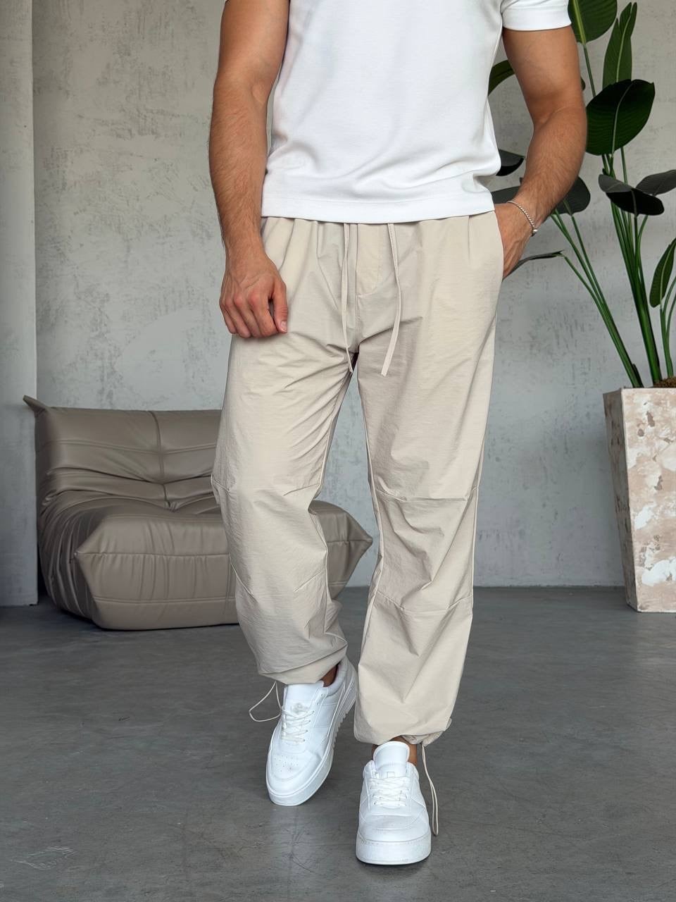 Paraşüt Kumaş Paçası Ayarlanabilir Lastikli Jogger (KOK67)