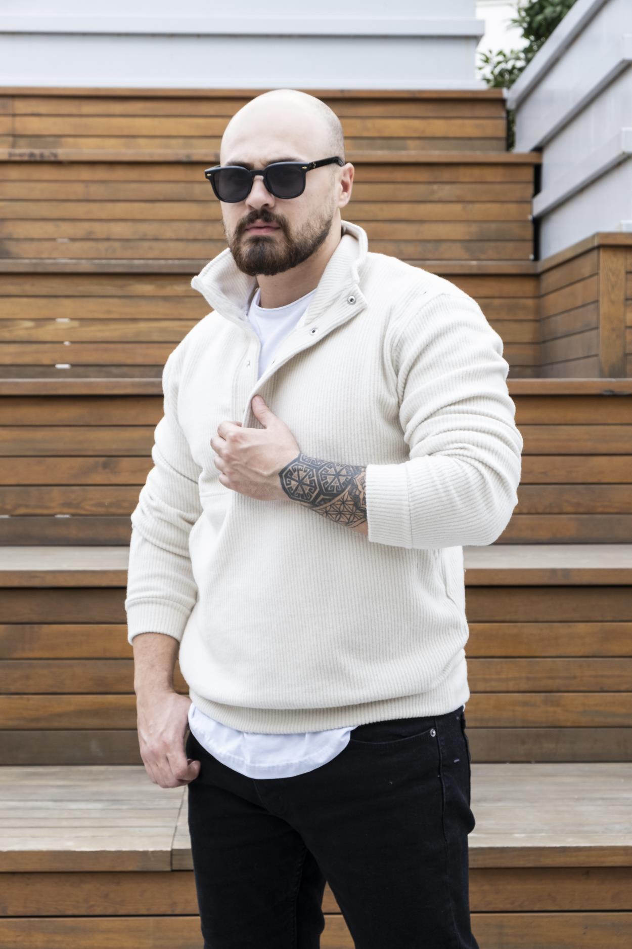 Polo Yaka Baskılı Üç İplik Sweatshirt (SVTK26)