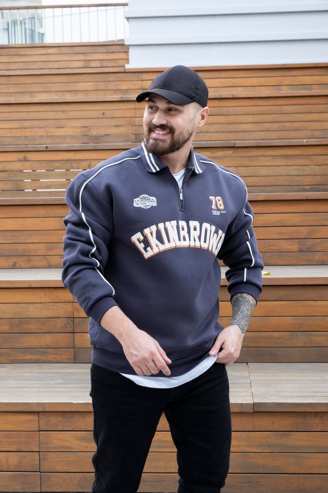 Polo Yaka Baskılı Üç İplik Sweatshirt (SVTG25)