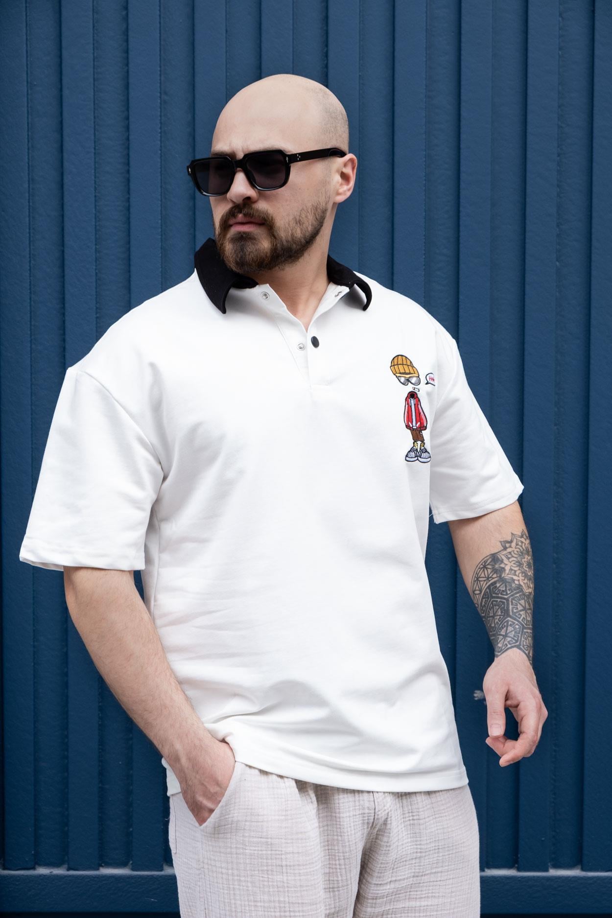 Polo Yaka Nakış Detaylı Rahat Kalıp T-Shirt (TSB13)