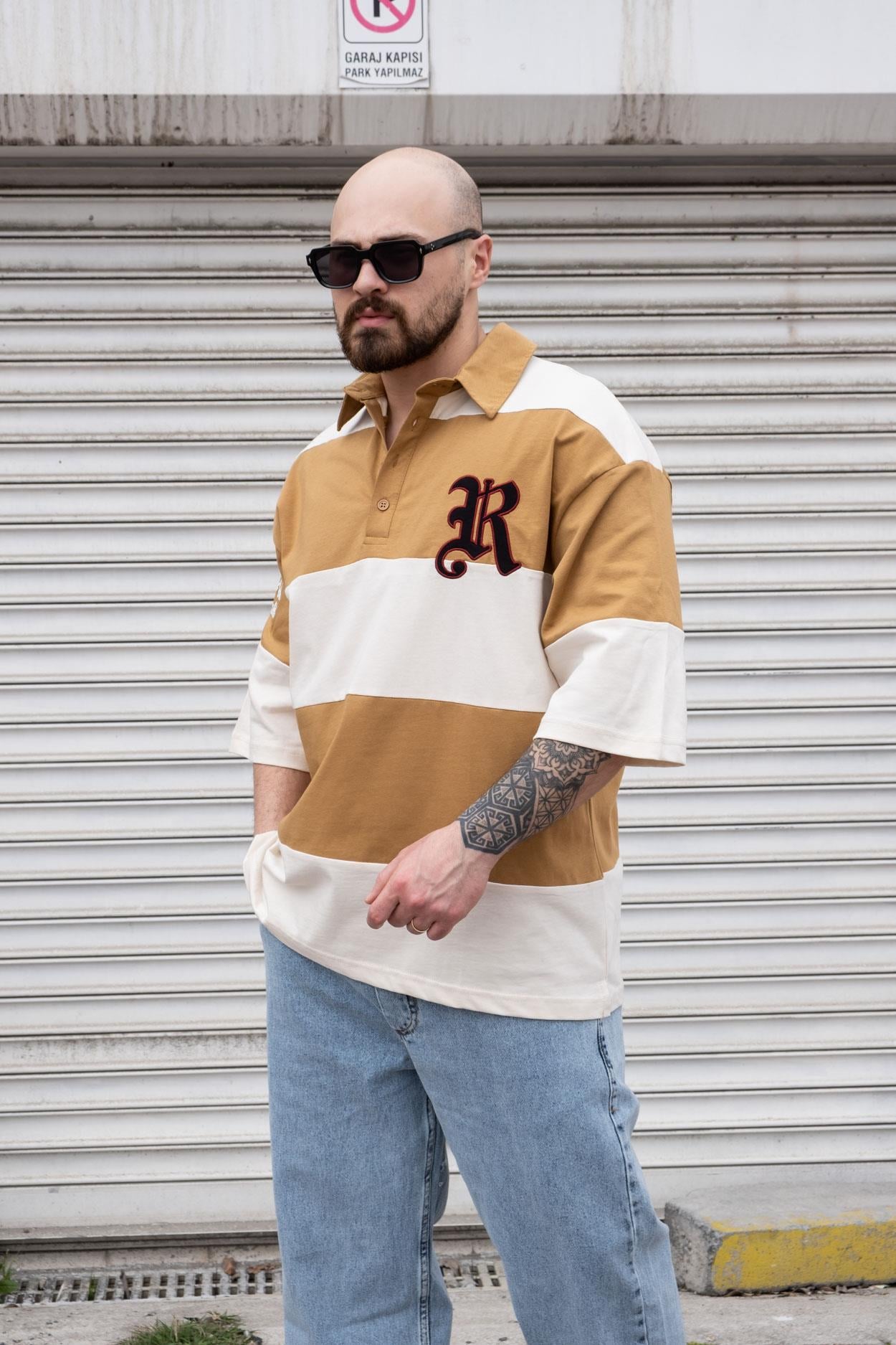 Polo Yaka Nakışlı Oversize T-Shirt (TSK10)