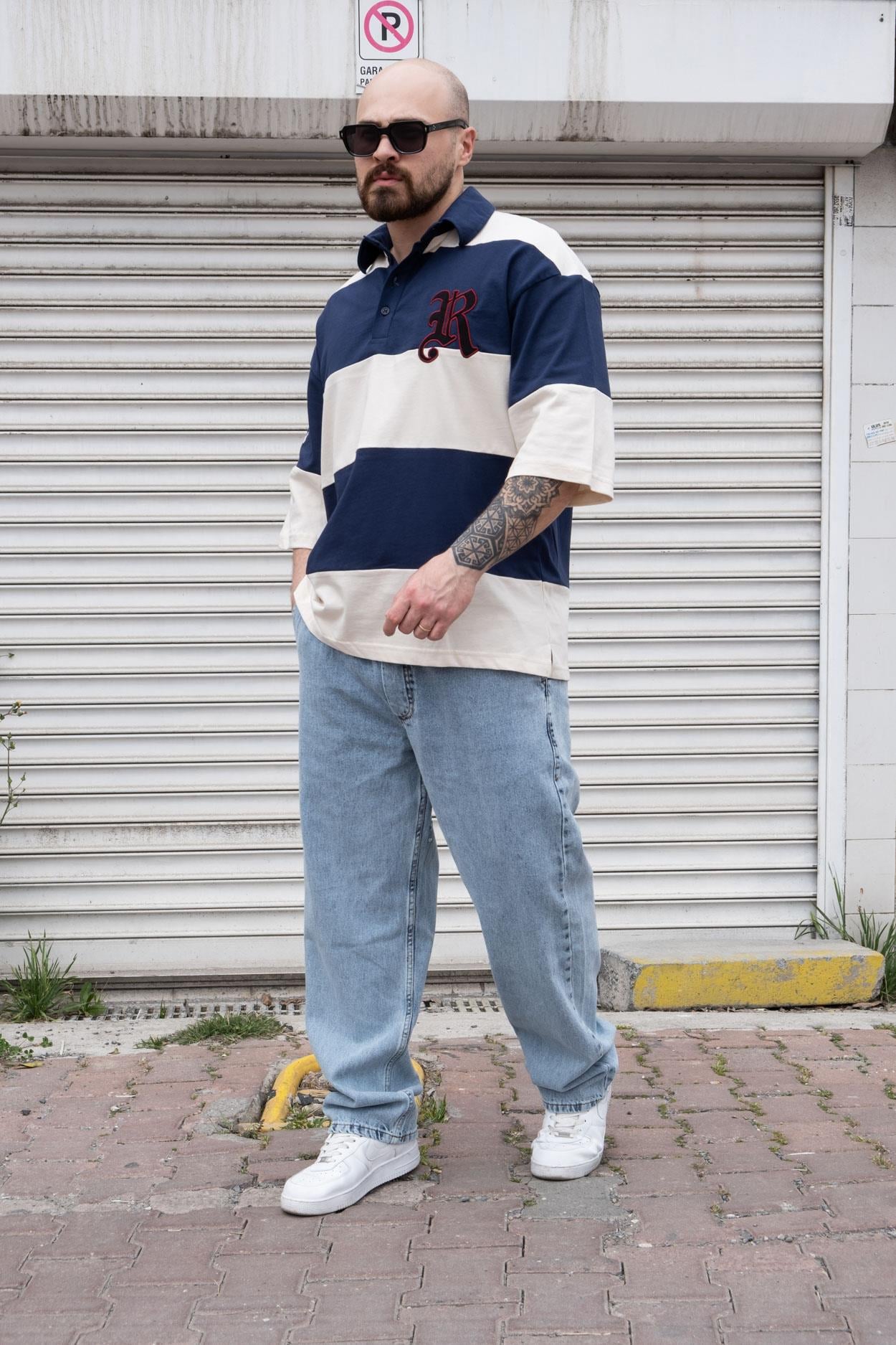 Polo Yaka Nakışlı Oversize T-Shirt (TSL10)