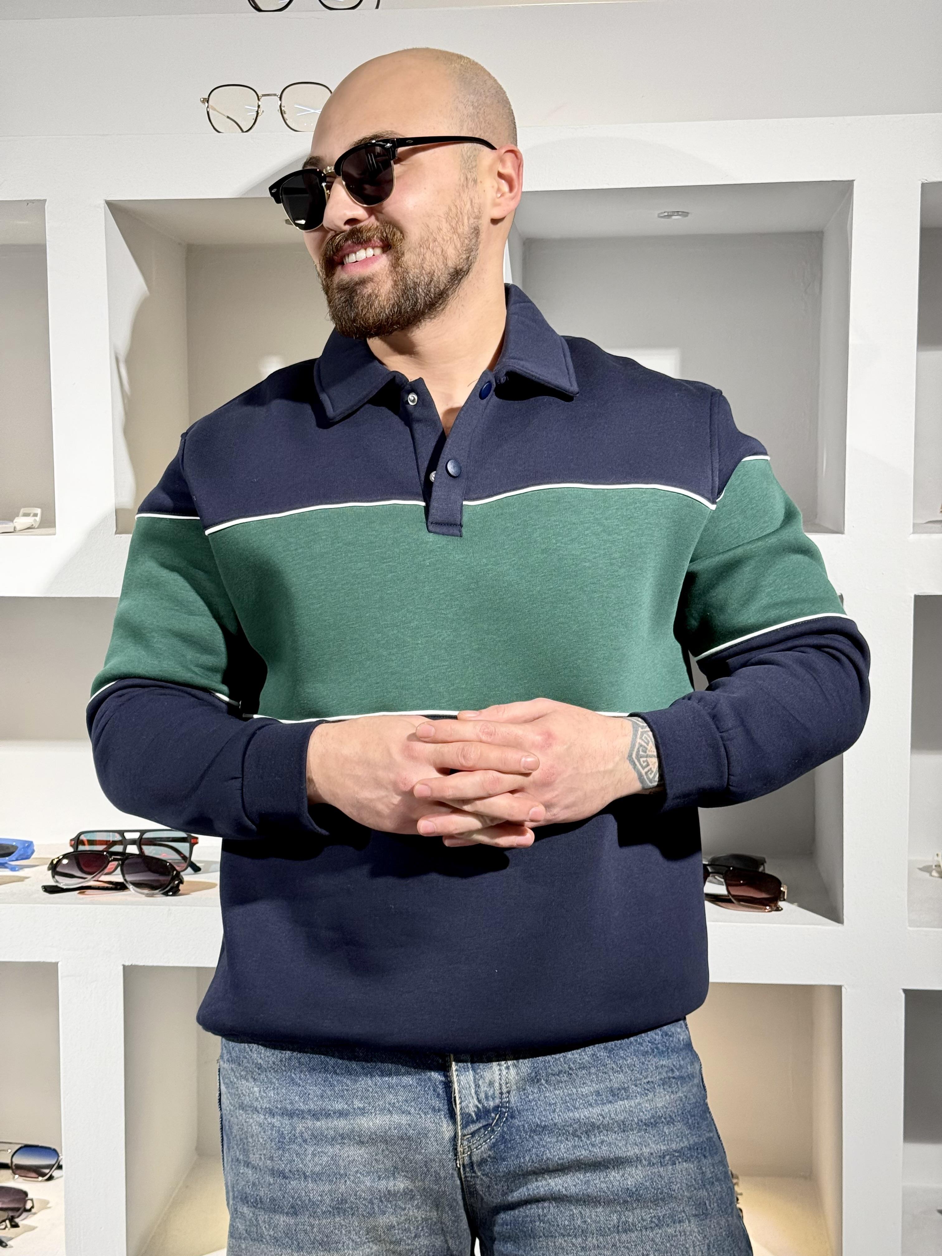 Polo Yaka Üç iplik Şardonlu Sweatshirt (SVTYL89)