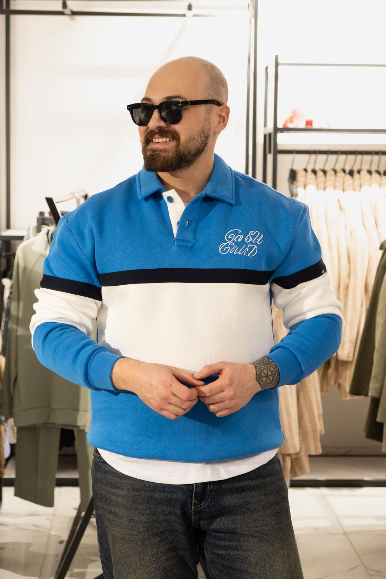 Polo Yaka Üç İplik Şardonlu Sweatshirt (K-SWTM35)