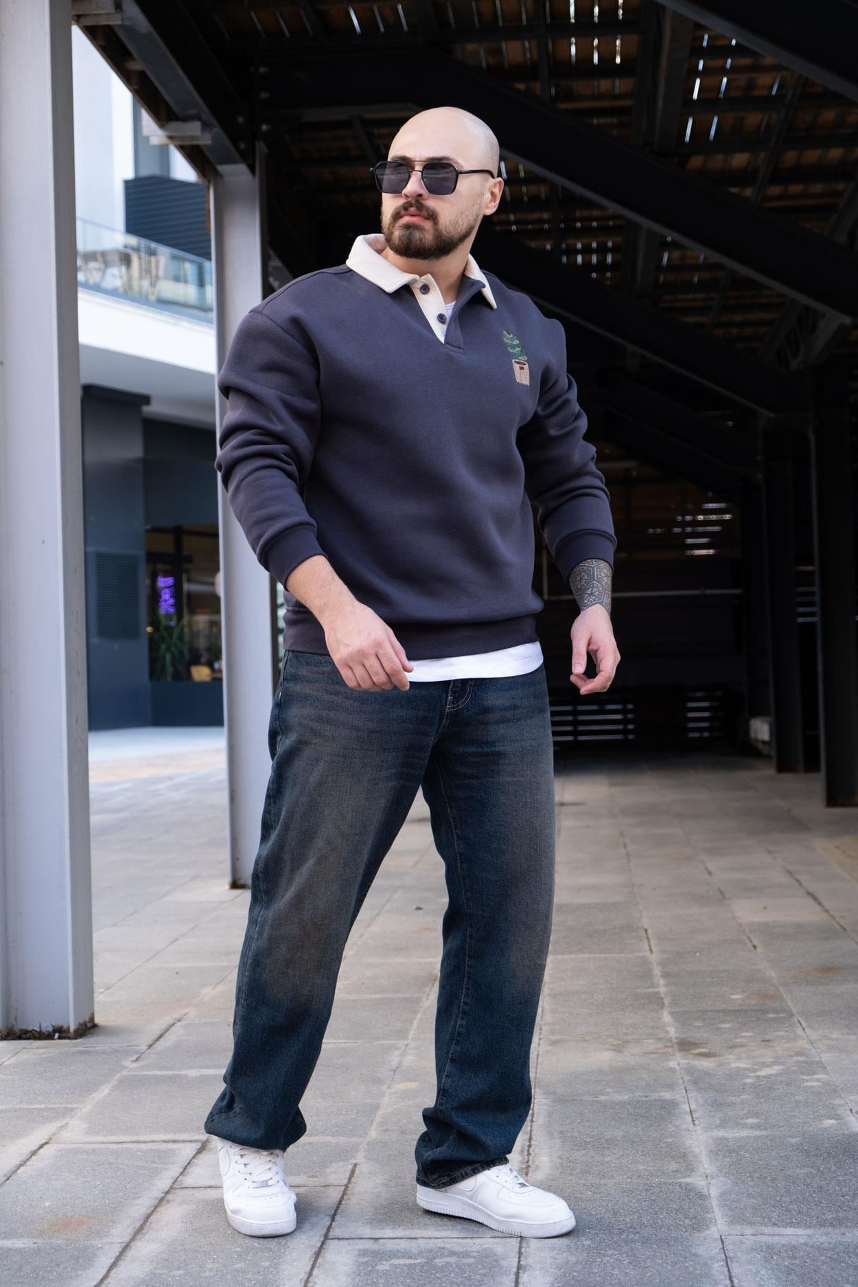 Polo Yaka Üç İplik Sweatshirt (SVTG28)