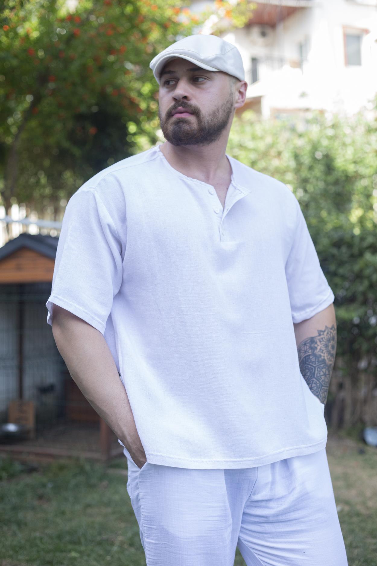 Rahat Kalıp Bohem Keten T-Shirt (TSB69)