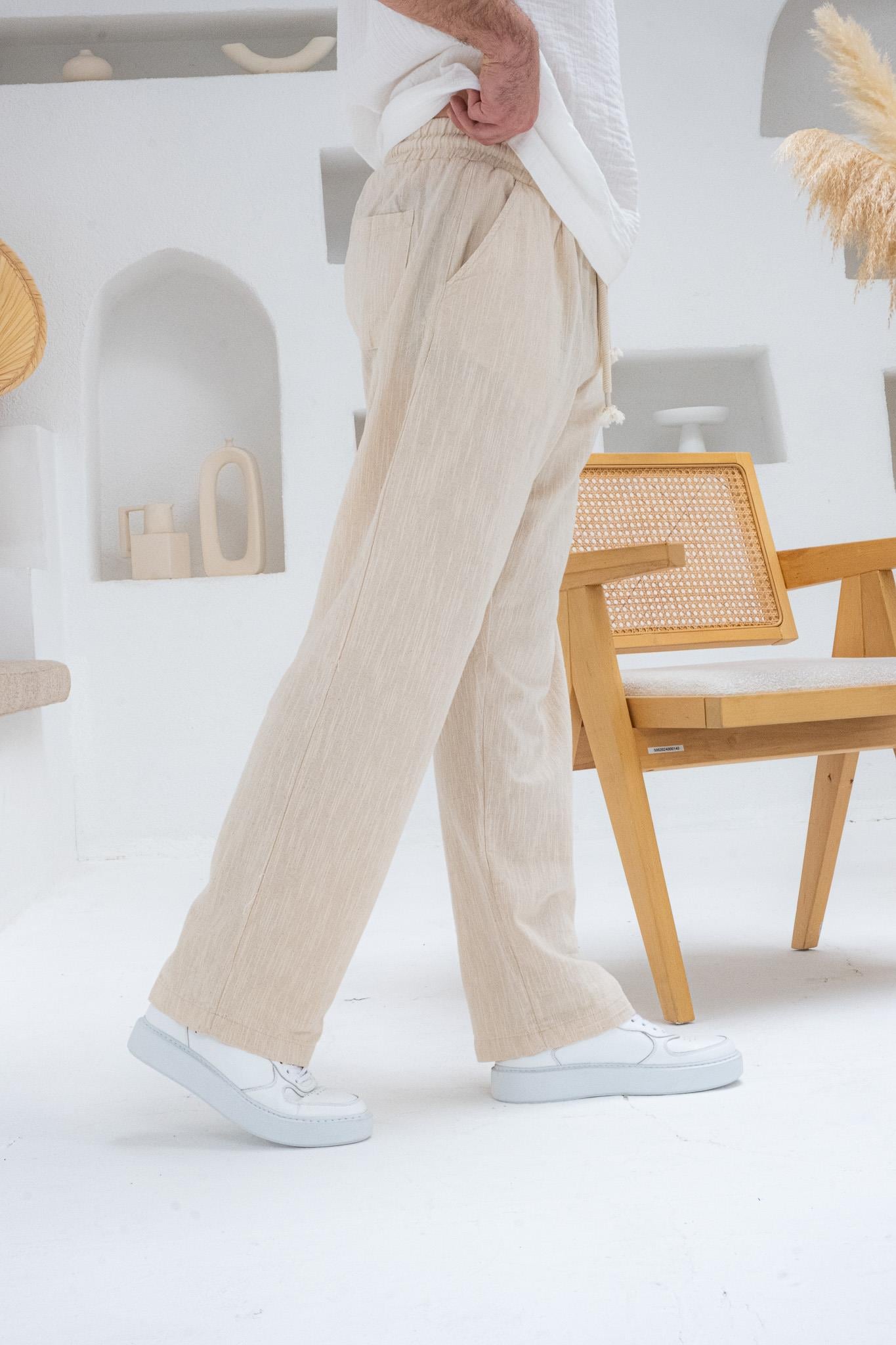 Rahat Kalıp Keten Baggy Pantolon (JGK29)