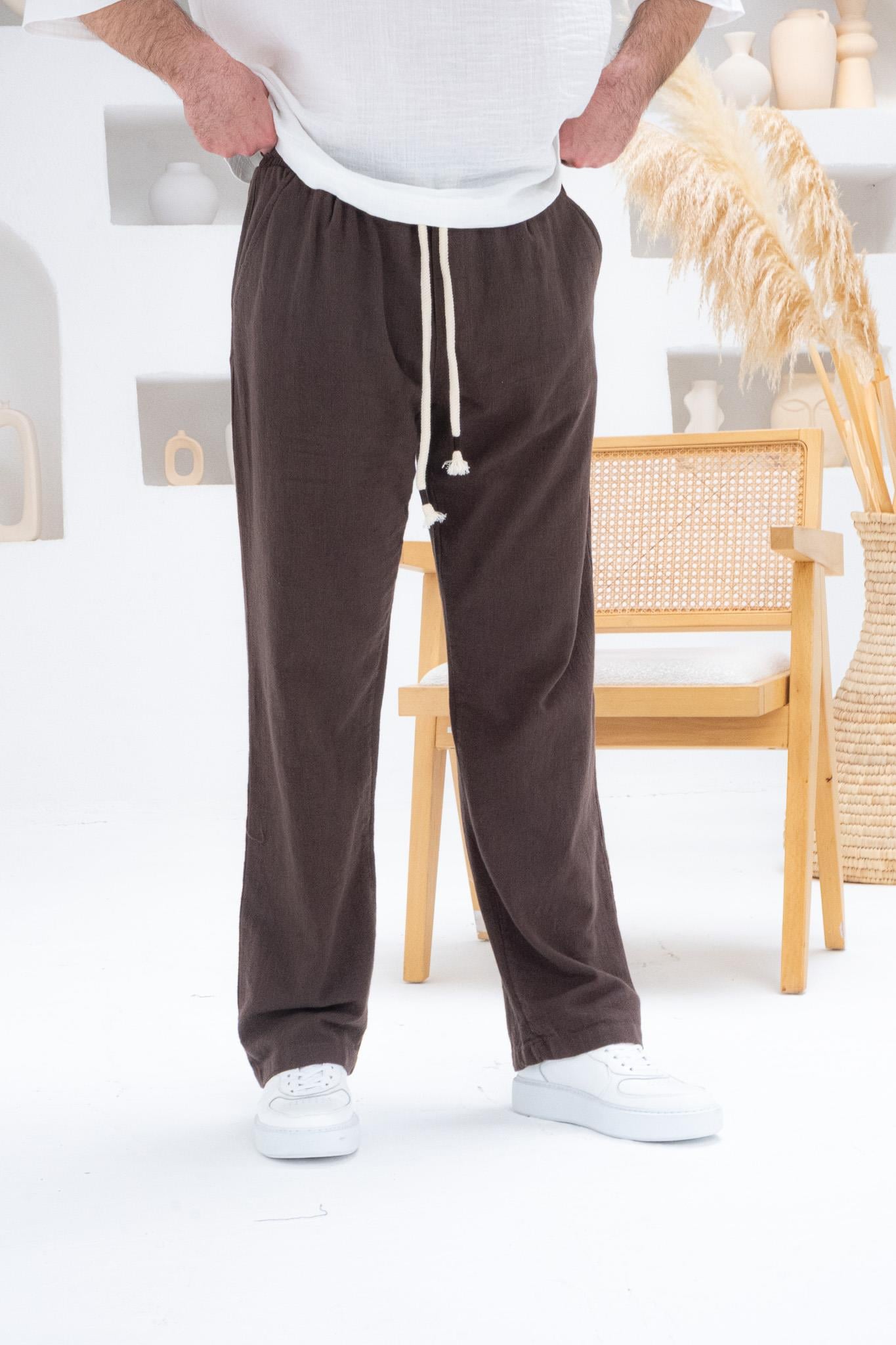 Rahat Kalıp Keten Baggy Pantolon (JGKA29)