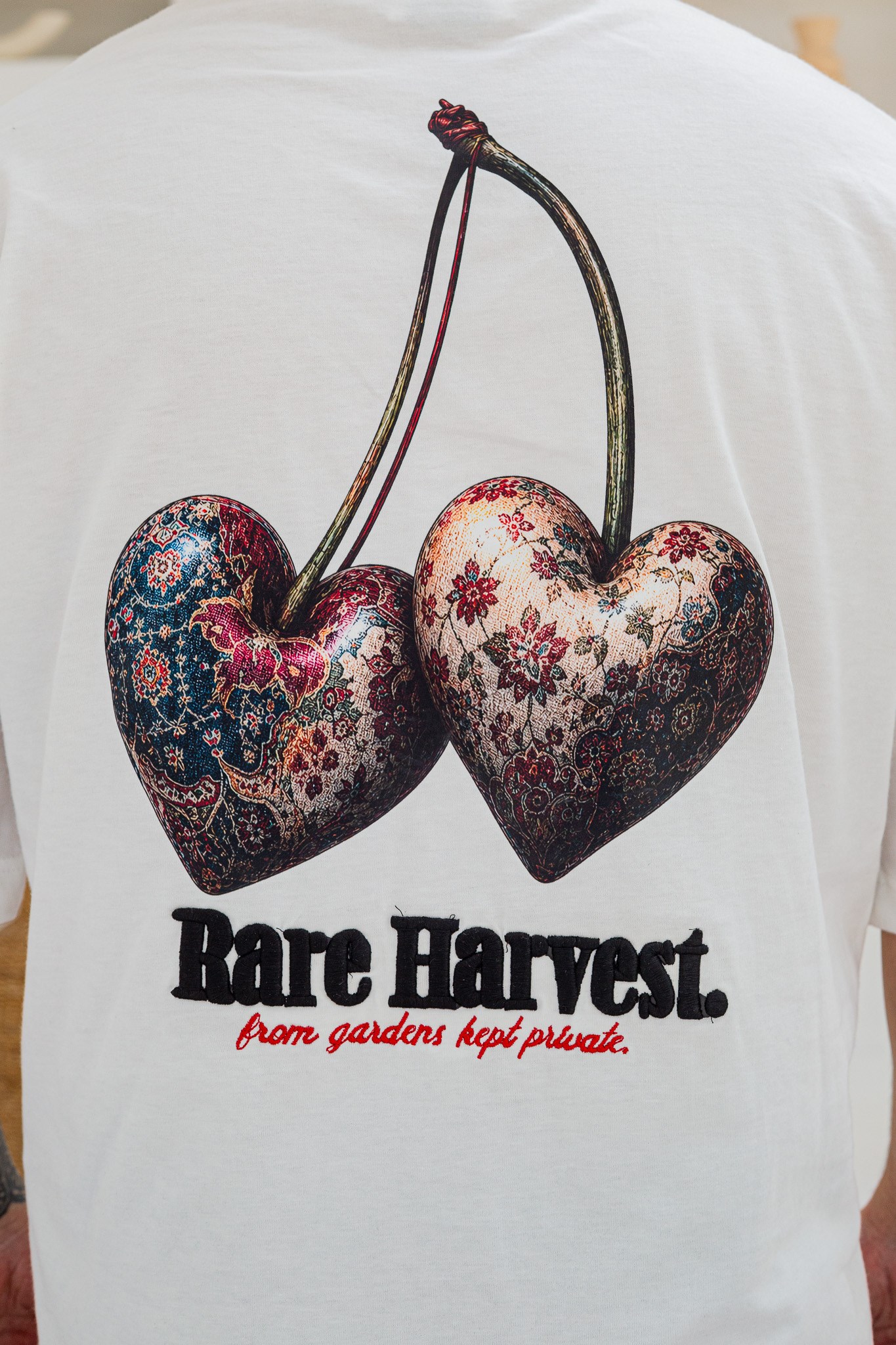 Rare Harvest Kalp Kiraz Baskılı Oversize T-Shirt (TSB100)
