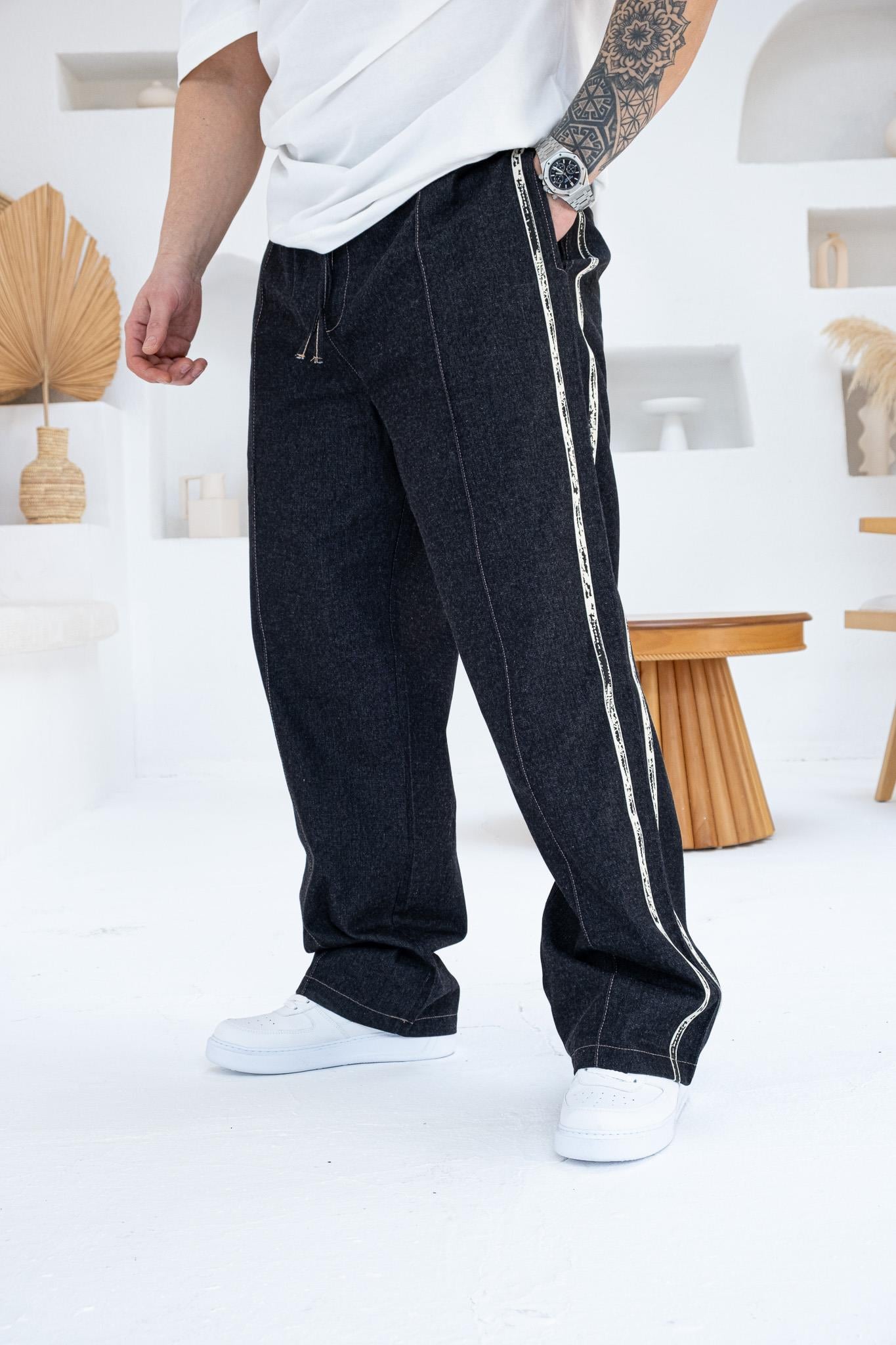 Şerit Detaylı Erkek Denim Jogger (JGS42)