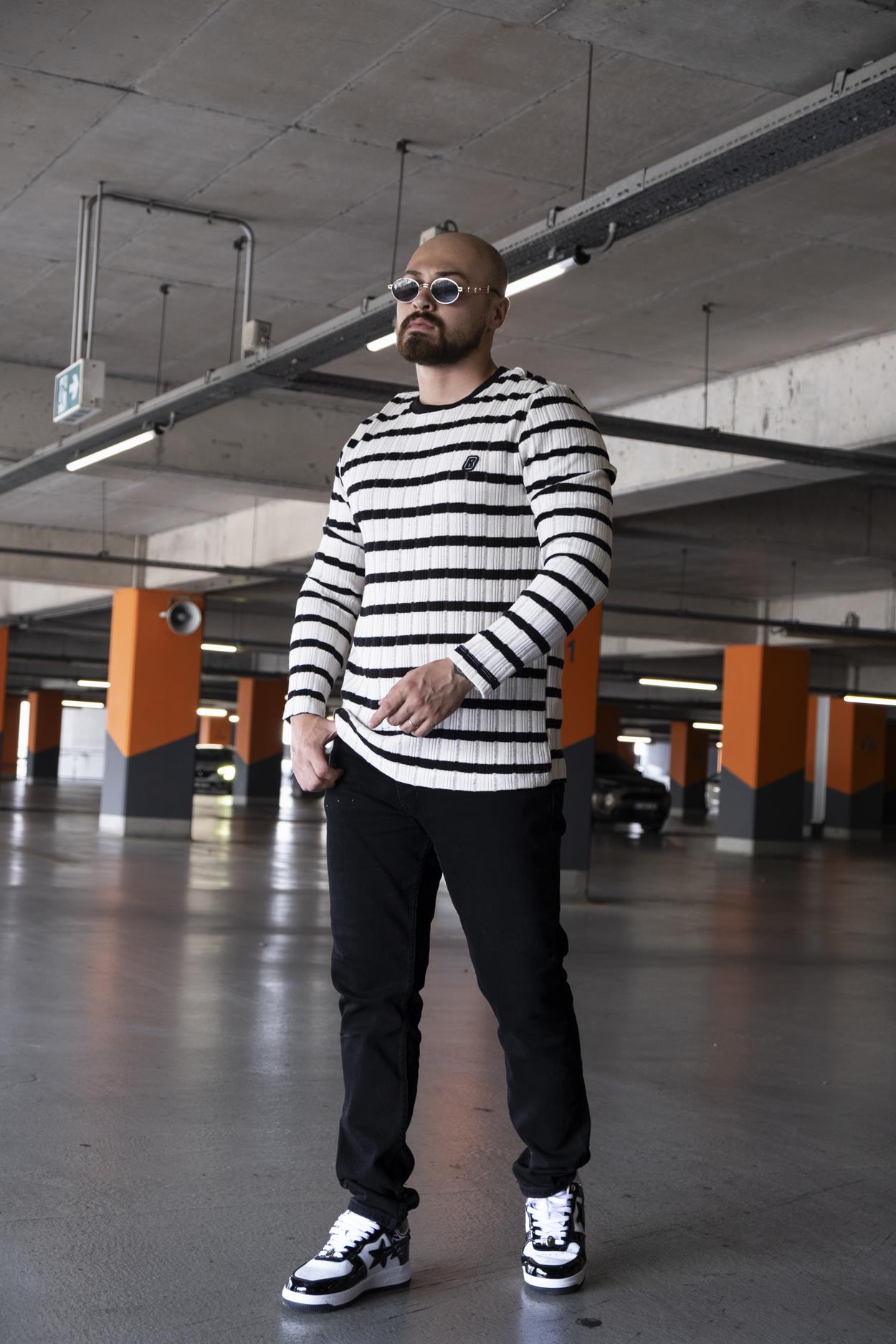 Slim Fit Çizgi Detaylı Triko (SVTS08)