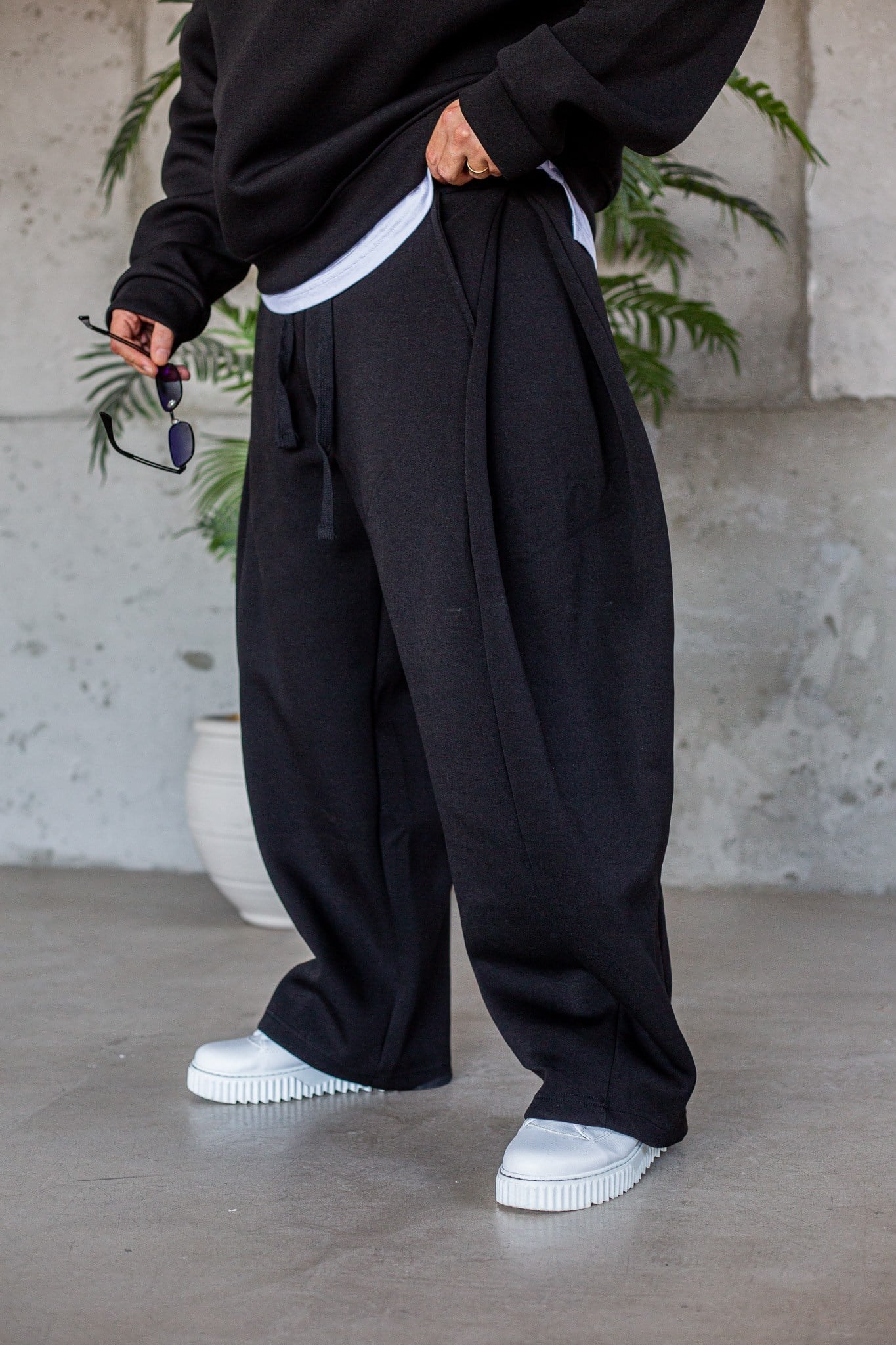 Ultra Baggy Derin Pile Detaylı Panda Kumaş Eşofman (JGS80)